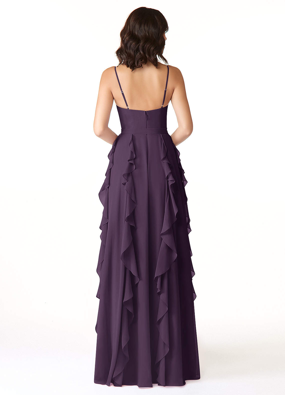 Peyton A-Line V-Neck Chiffon Bridesmaid Dress in Plum