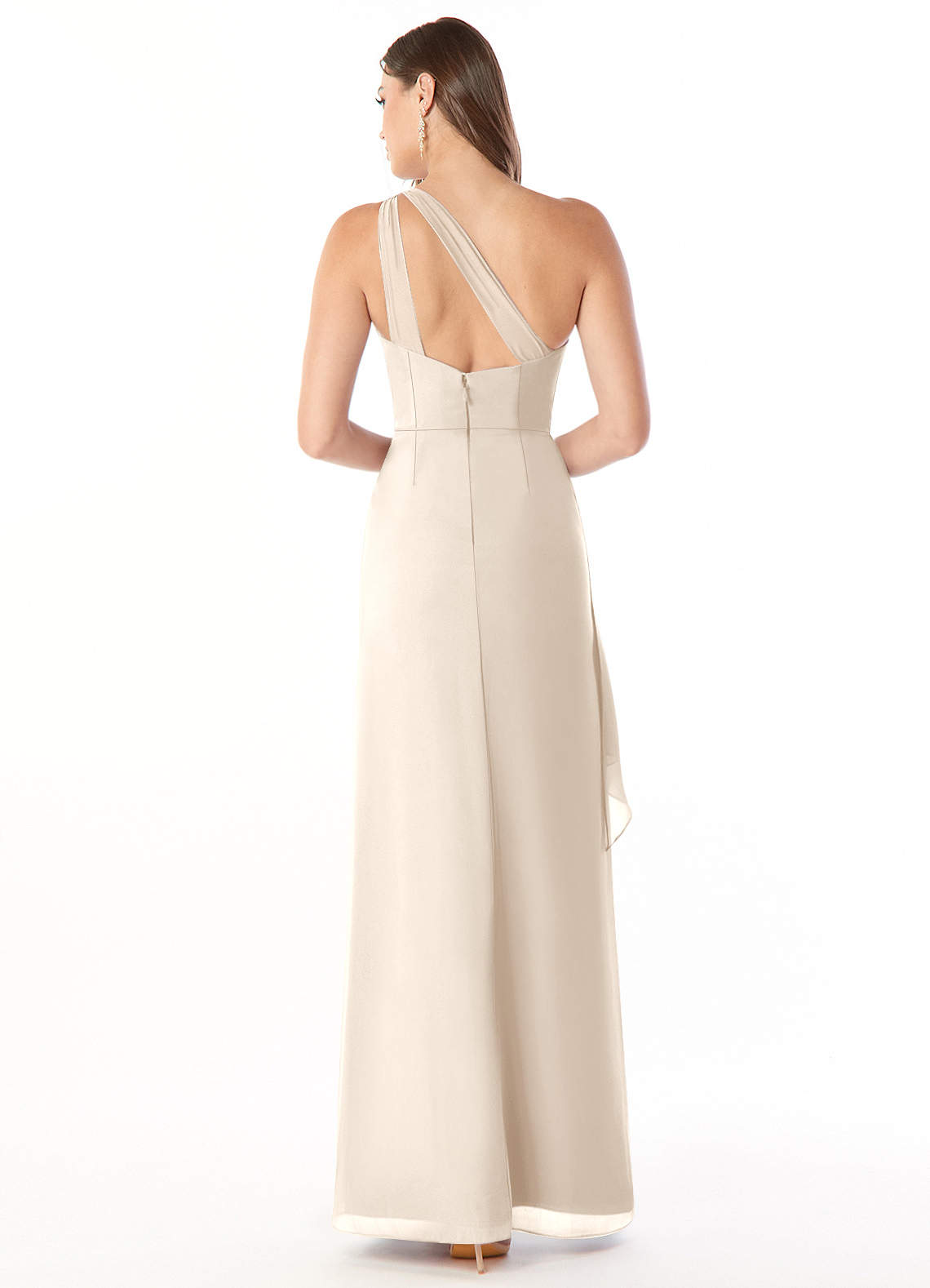 Maive Sheath One-Shoulder Chiffon Bridesmaid Dress in White Alabaster