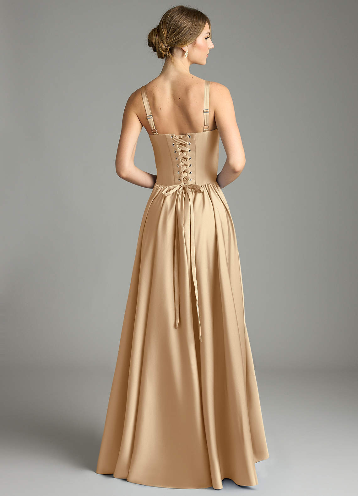Evadina A-Line Sweetheart Stretch Satin Bridesmaid Dress in Champagne