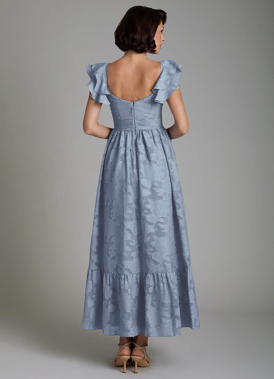 Anaya A-Line V-Neck Floral Burnout Bridesmaid Dress in dusty blue