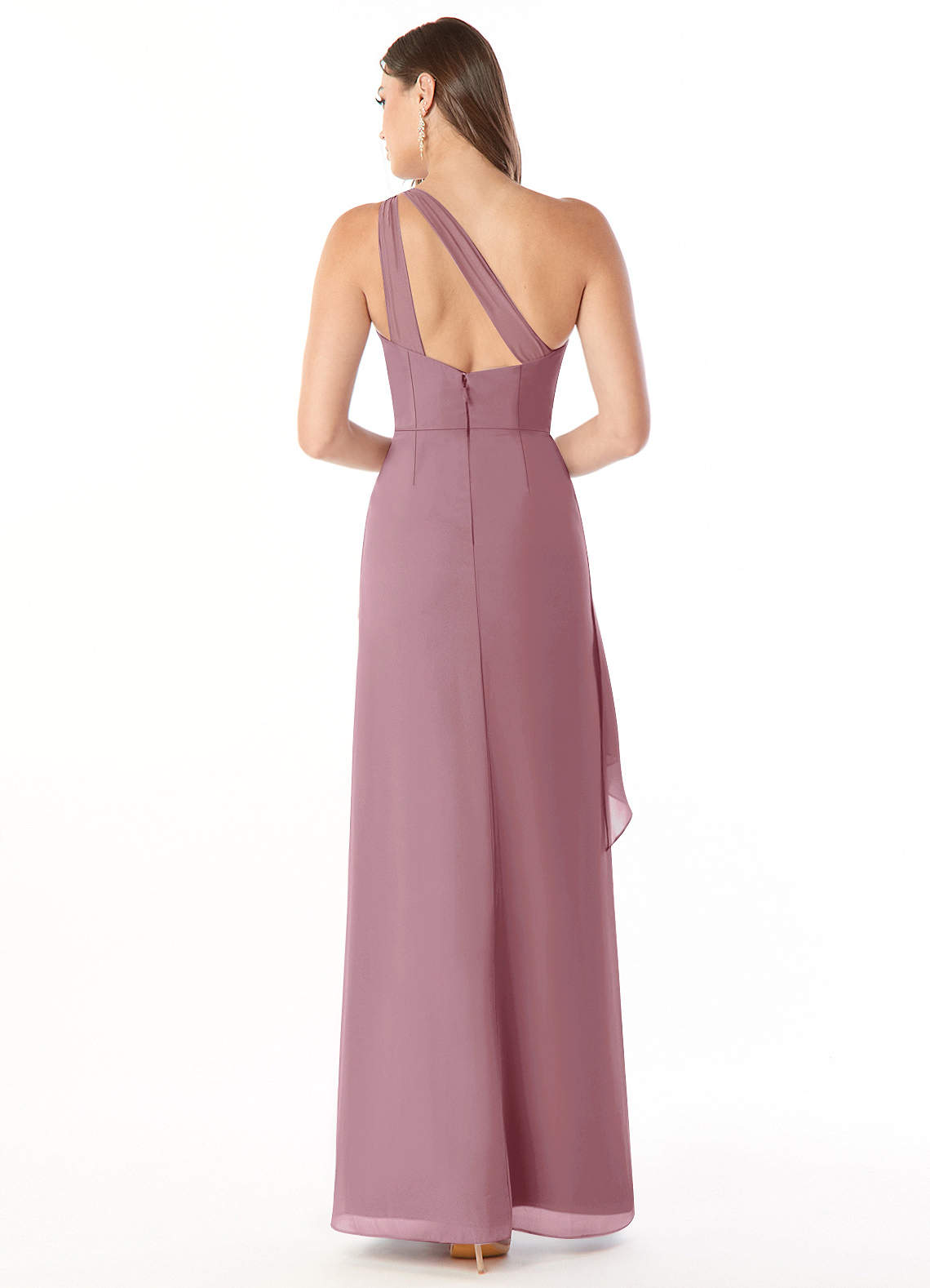 Maive Sheath One-Shoulder Chiffon Bridesmaid Dress in Vintage Mauve