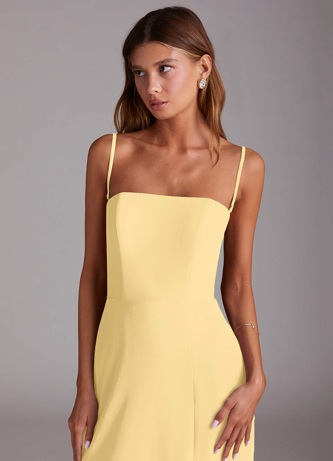 Wren A-Line Straight-Neck Chiffon Bridesmaid Dress in Butter