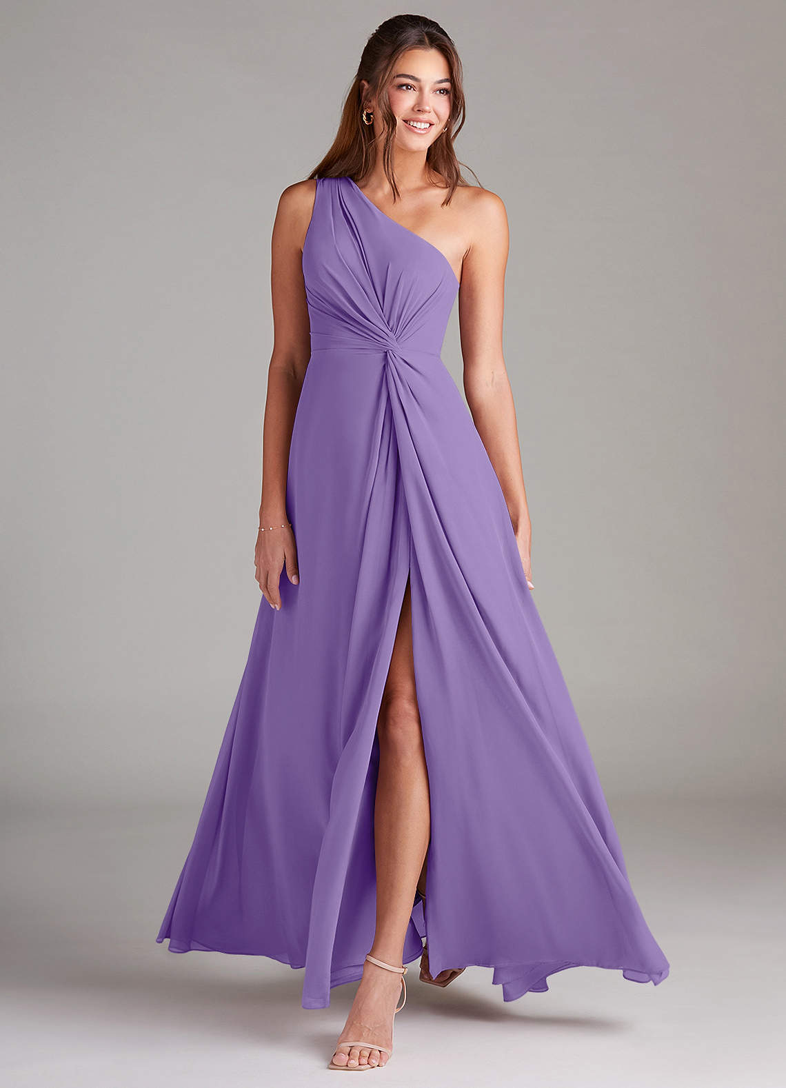 Brooke A-Line One-Shoulder Chiffon Bridesmaid Dress in Tahiti