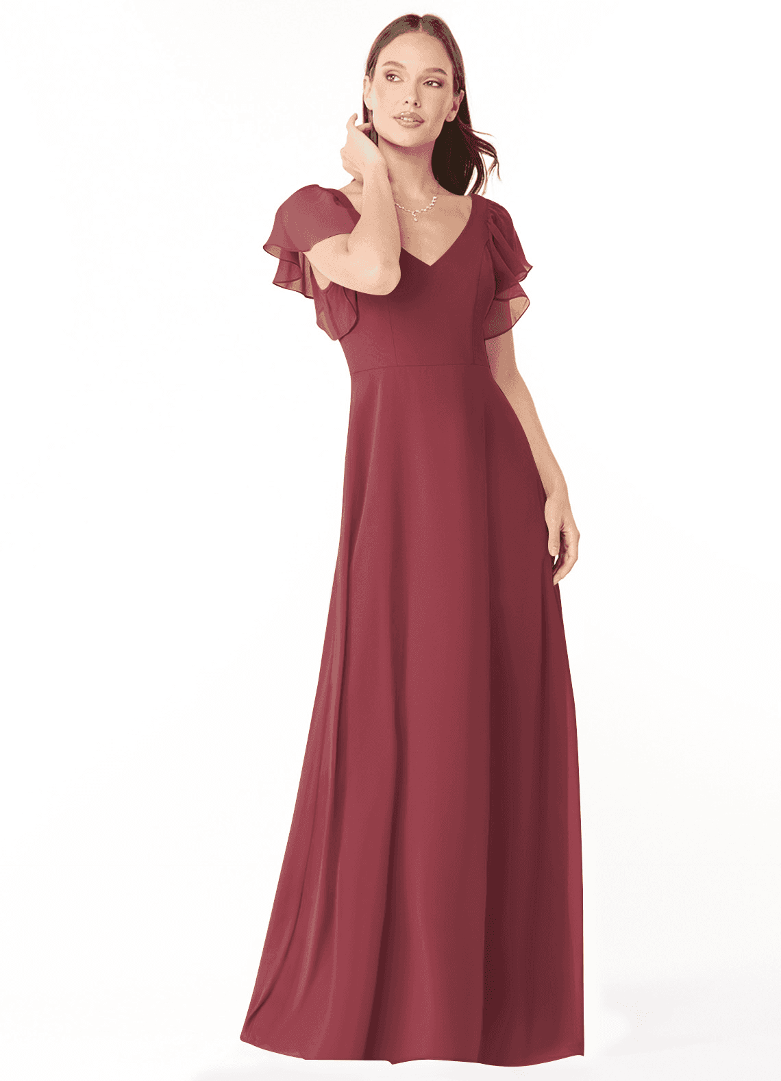 Syenna A-Line V-Neck Chiffon Bridesmaid Dress in Merlot