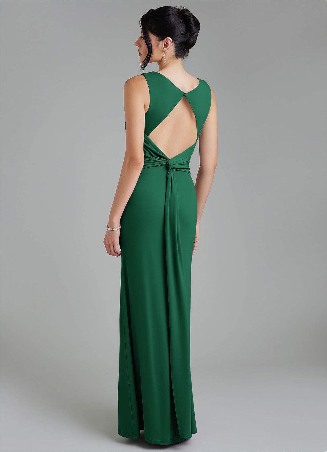 Ariel Mermaid Square-Neck Stretch Jersey Bridesmaid Dress in Emerald