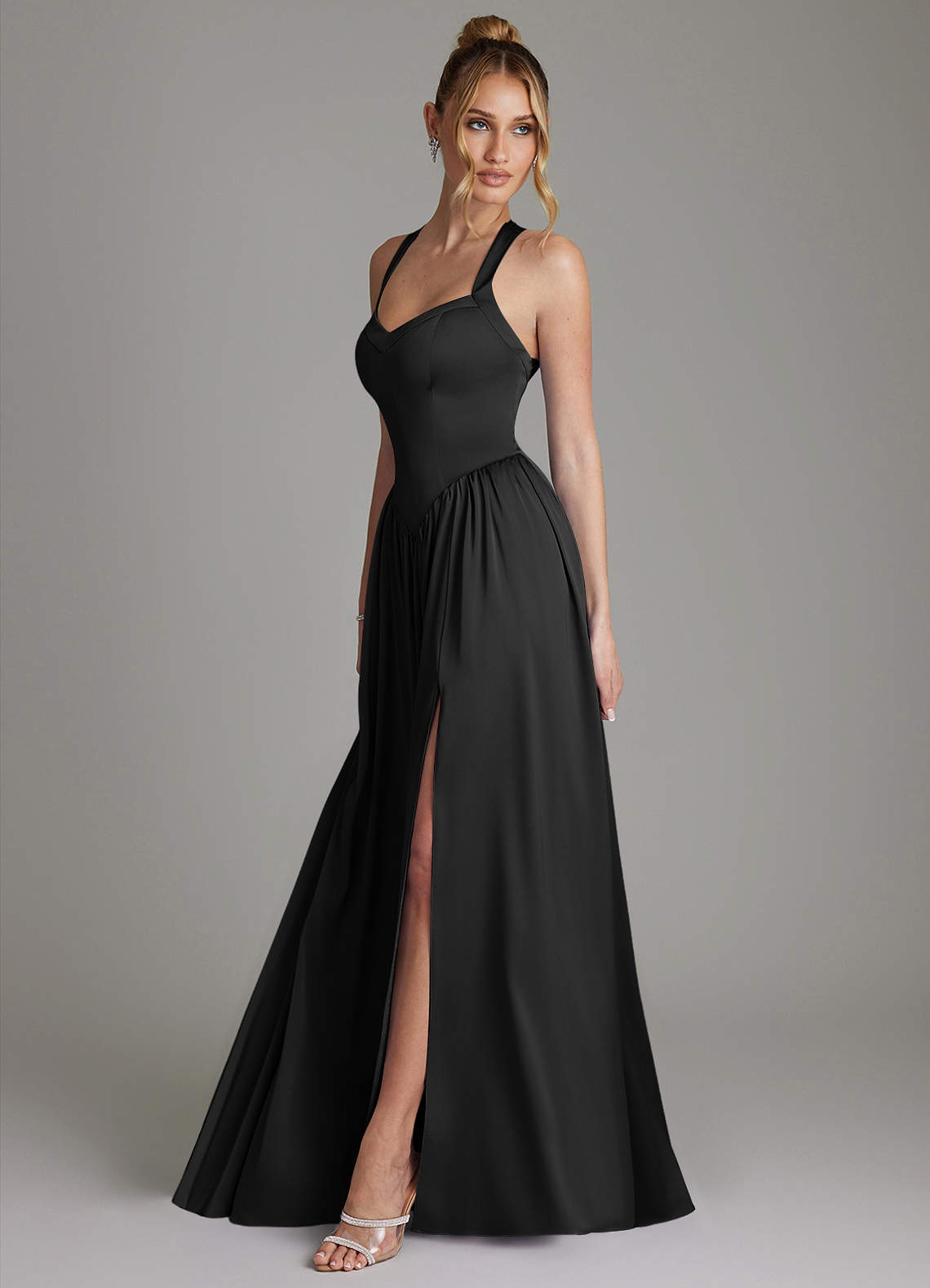 Francis A-Line V-Neck Stretch Satin Bridesmaid Dress