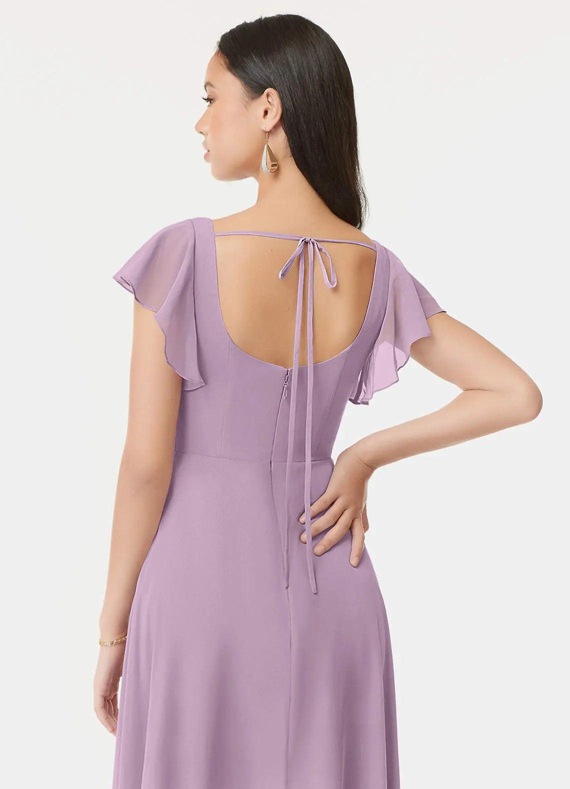 Bondi A-Line Square-Neck Chiffon Bridesmaid Dress in Wisteria