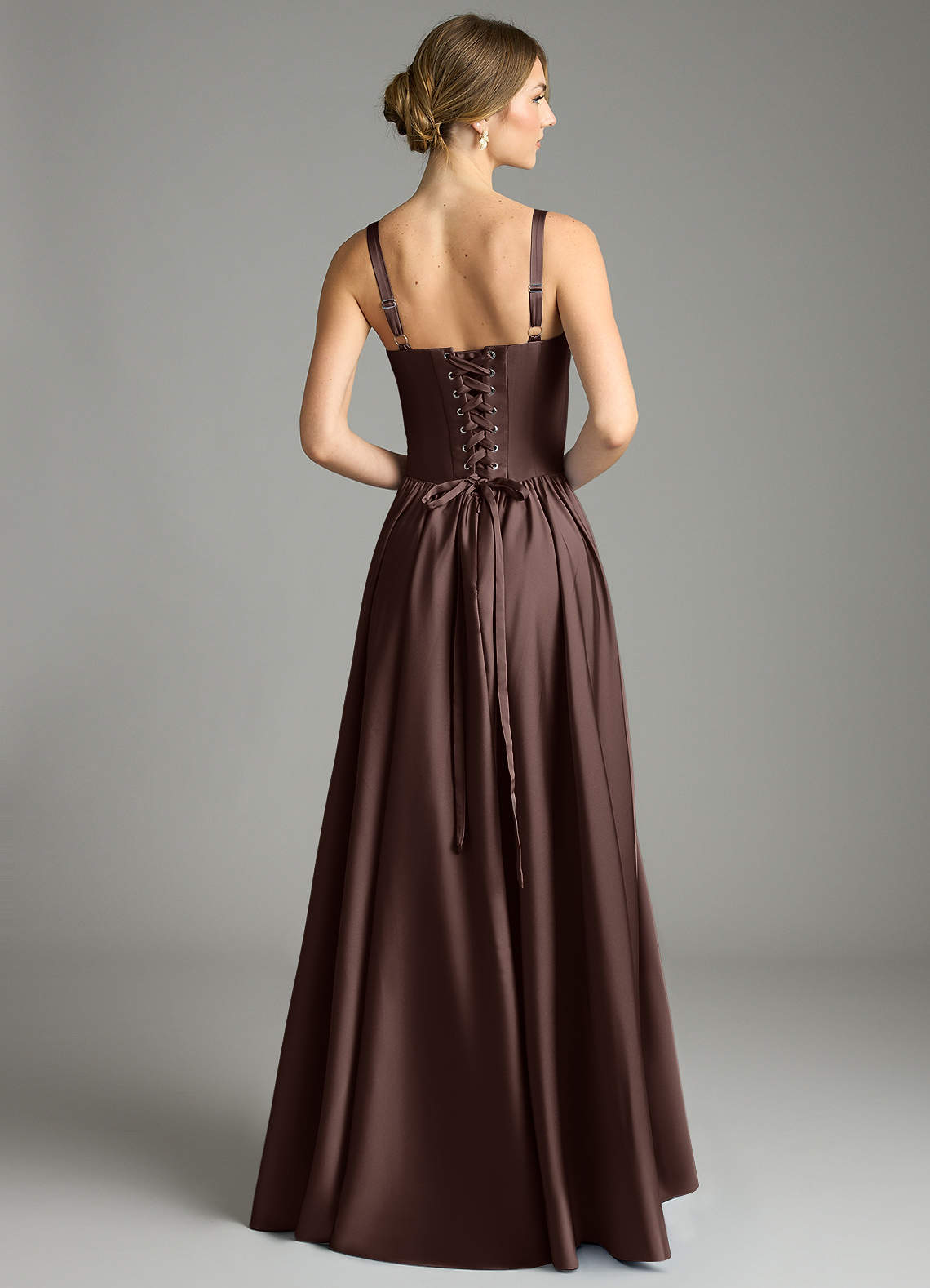 Evadina A-Line Sweetheart Stretch Satin Bridesmaid Dress in Ganache