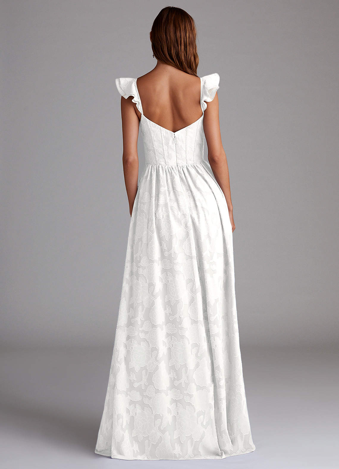 Denisse A-Line Sweetheart Floral Burnout Bridesmaid Dress in white