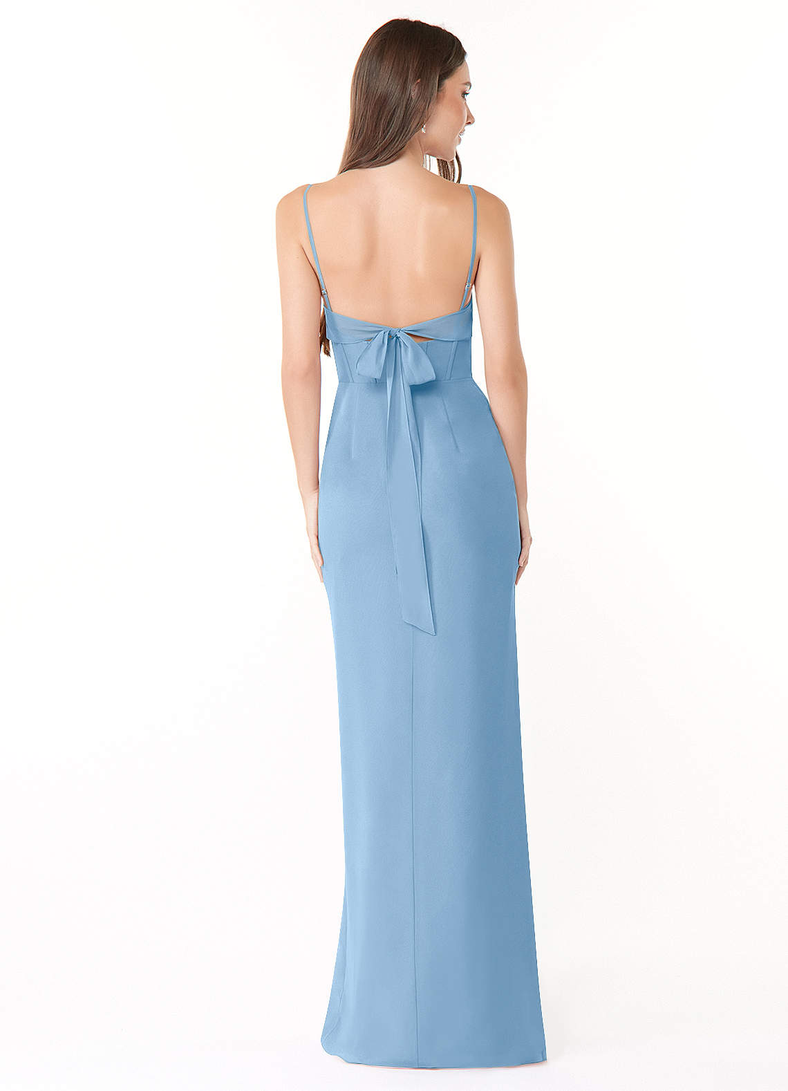 Mai Sheath Cowl-Neck Chiffon Bridesmaid Dress in Powder Blue