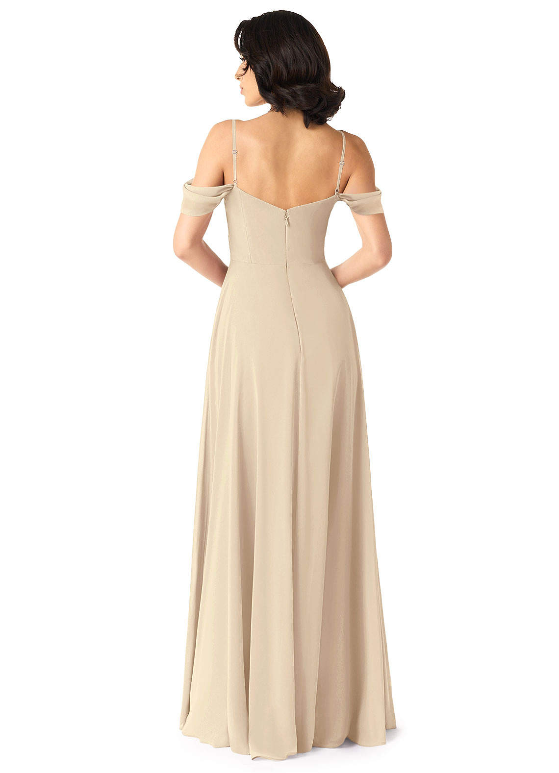 Tancie A-Line Off-the-Shoulder Chiffon Bridesmaid Dress in Champagne