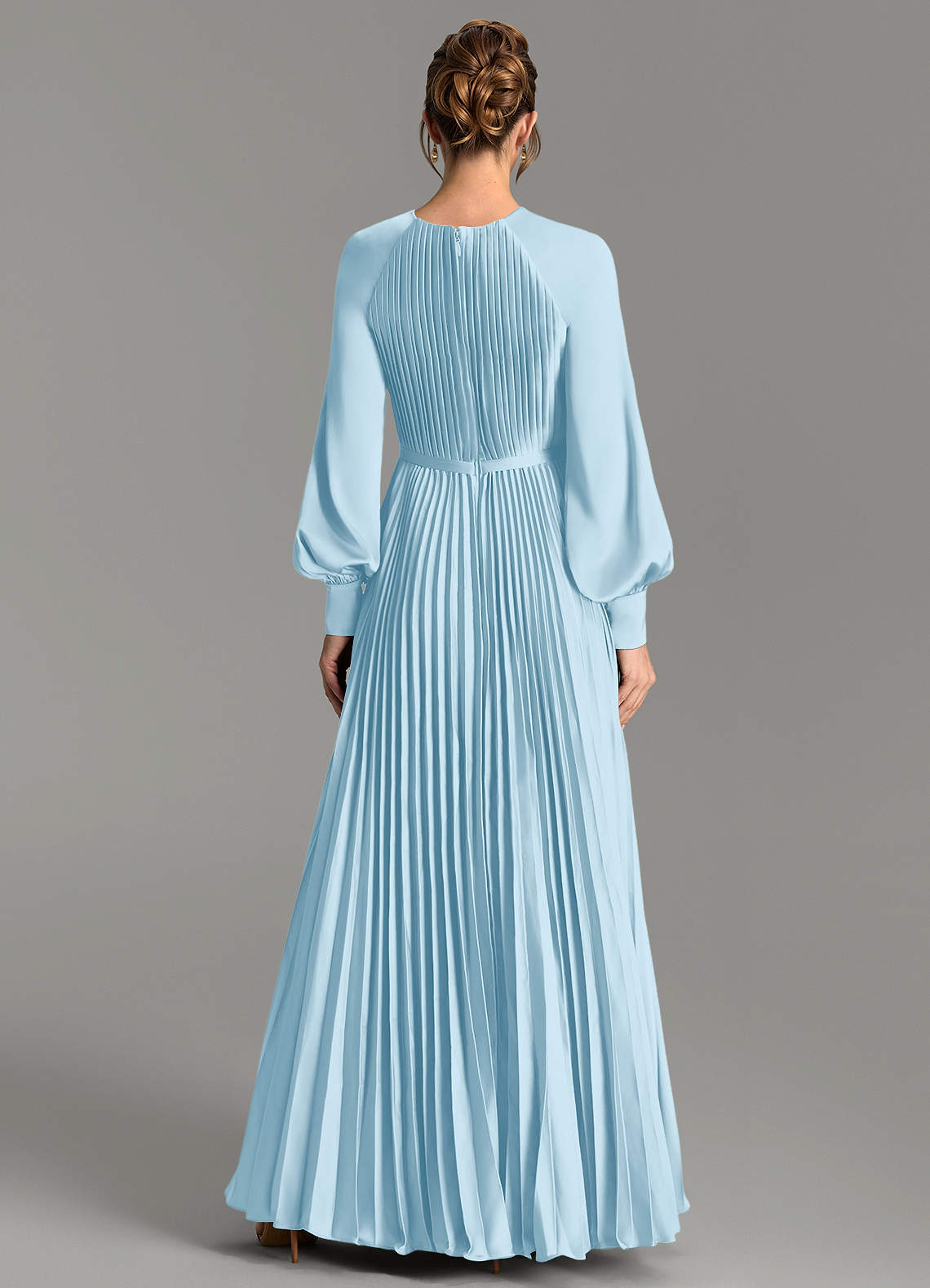 Grayson A-Line Scoop-Neck Stretch Satin Bridesmaid Dress in Sky Blue