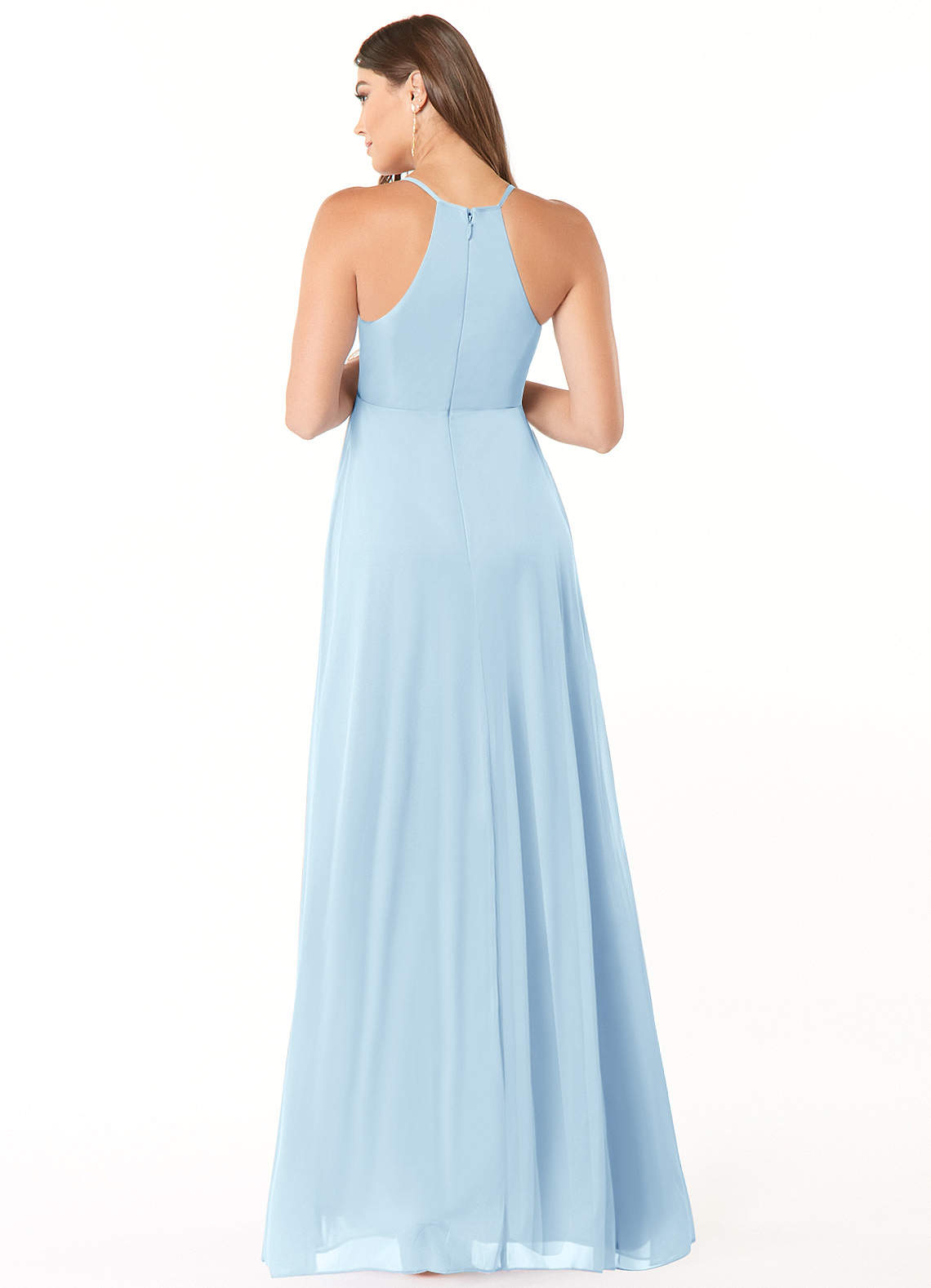 Annabelle A-Line V-Neck Mesh Bridesmaid Dress in Sky Blue