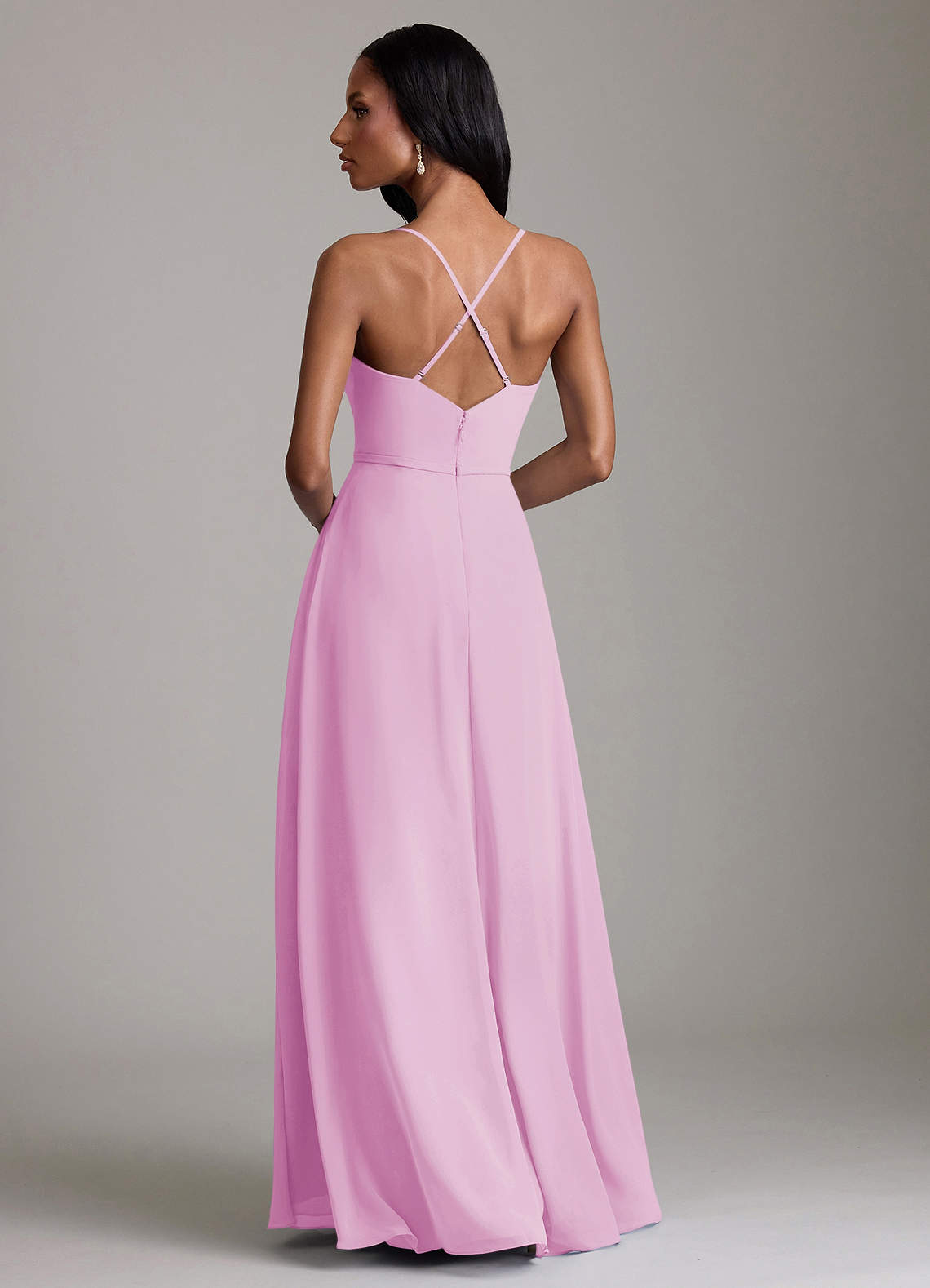 Naeem A-Line V-Neck Chiffon Bridesmaid Dress in candy pink
