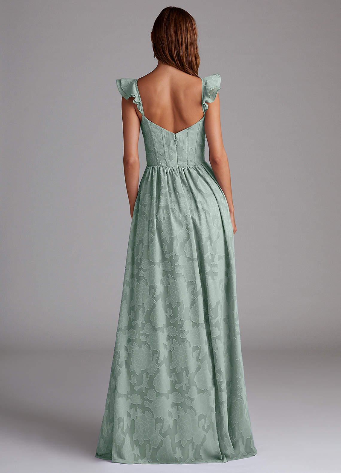 Denisse A-Line Sweetheart Floral Burnout Bridesmaid Dress in Agave