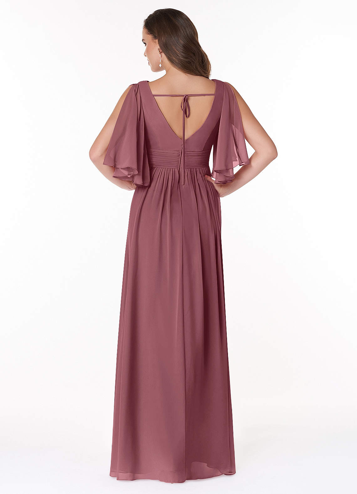 Temeka A-Line V-Neck Chiffon Bridesmaid Dress in Desert Rose