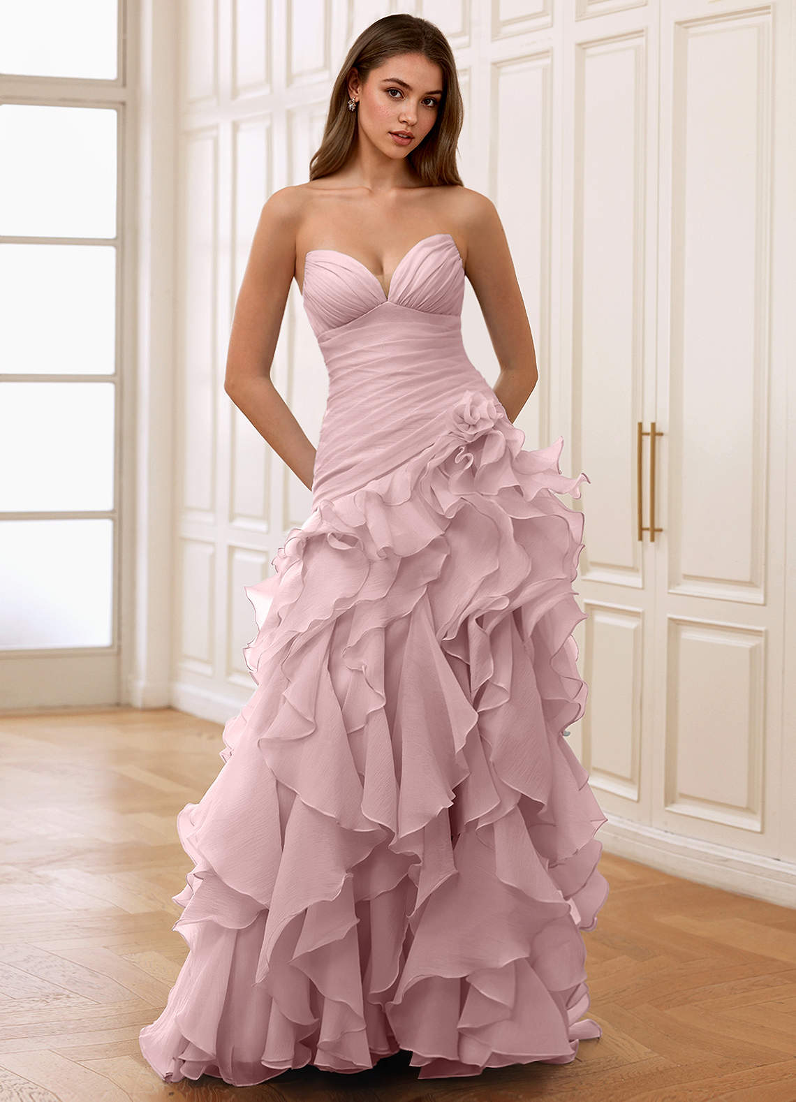 Christabelle Mermaid Sweetheart Chiffon Evening Dress in Pink