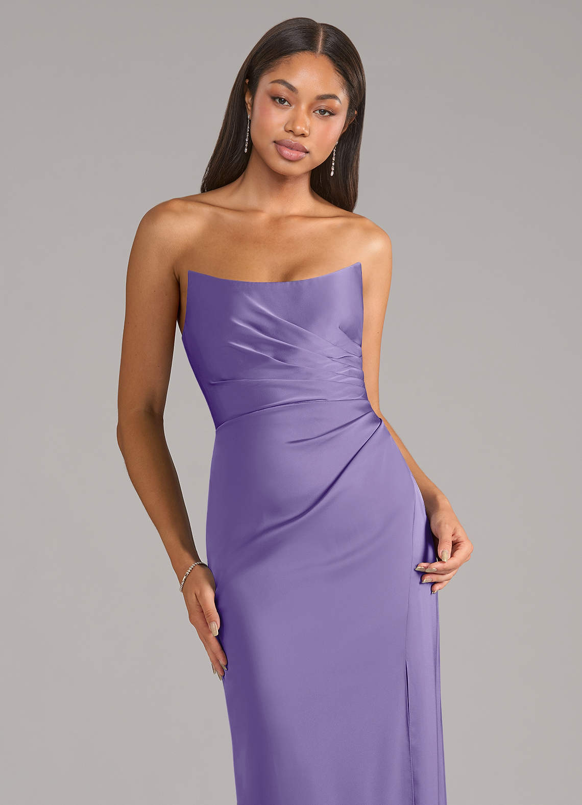 Marla Sheath Strapless Stretch Satin Bridesmaid Dress in Tahiti