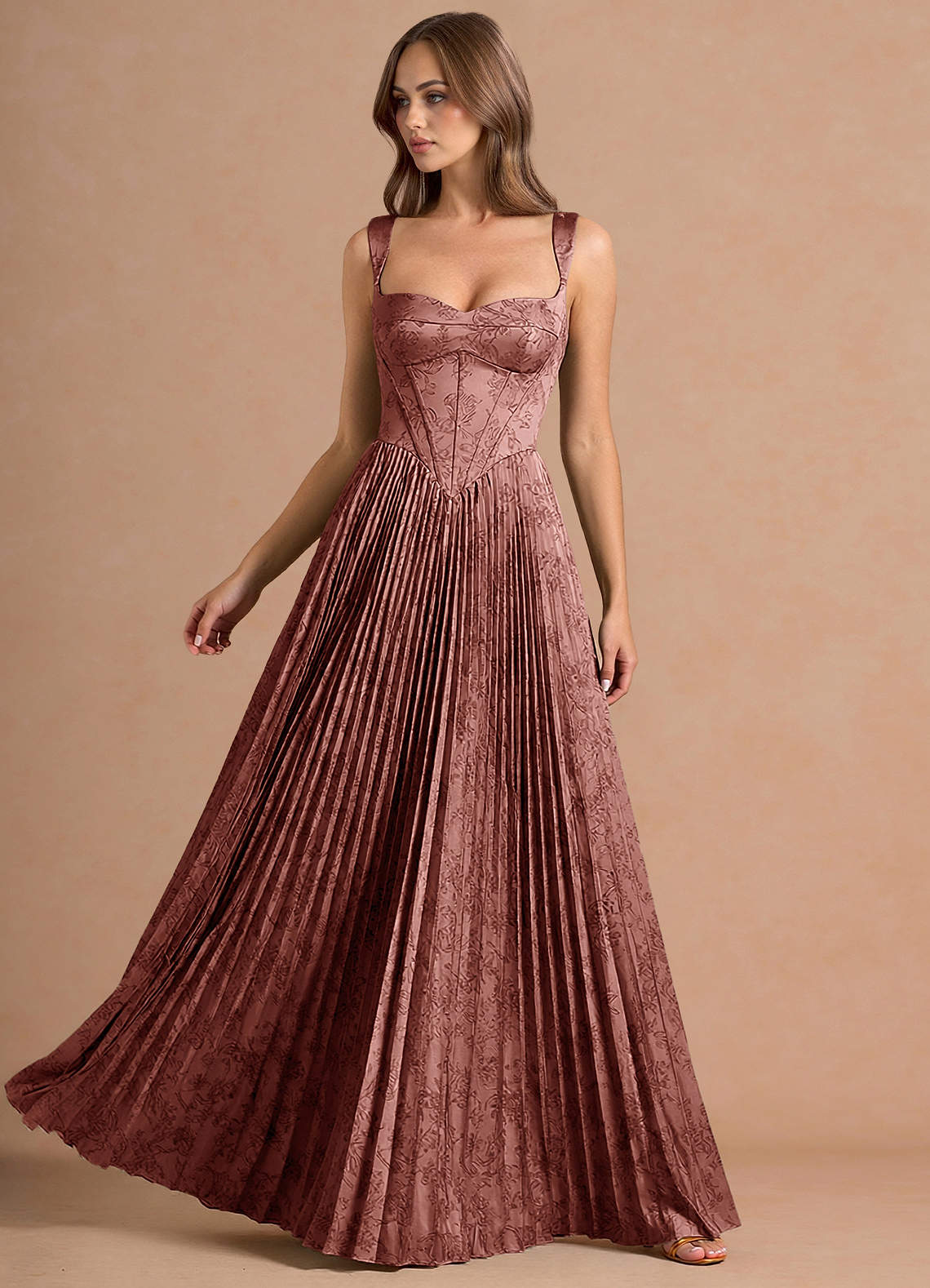 Isonelle A-Line Sweetheart Jacquard Wedding Guest Dress in Vintage Rose