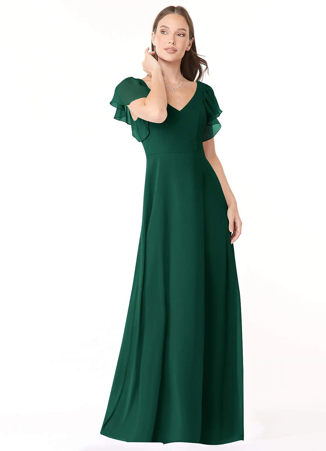 Syenna A-Line V-Neck Chiffon Bridesmaid Dress in Emerald