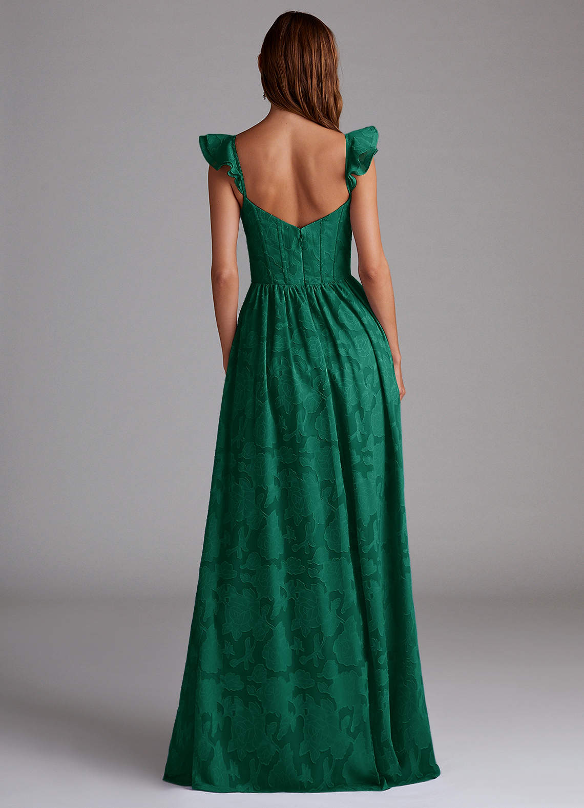 Denisse A-Line Sweetheart Floral Burnout Bridesmaid Dress in Emerald
