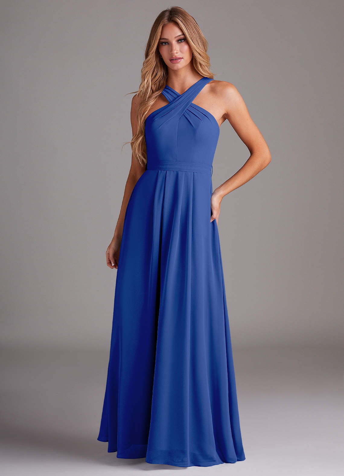Dixie A-Line Halter Chiffon Bridesmaid Dress in Royal Blue