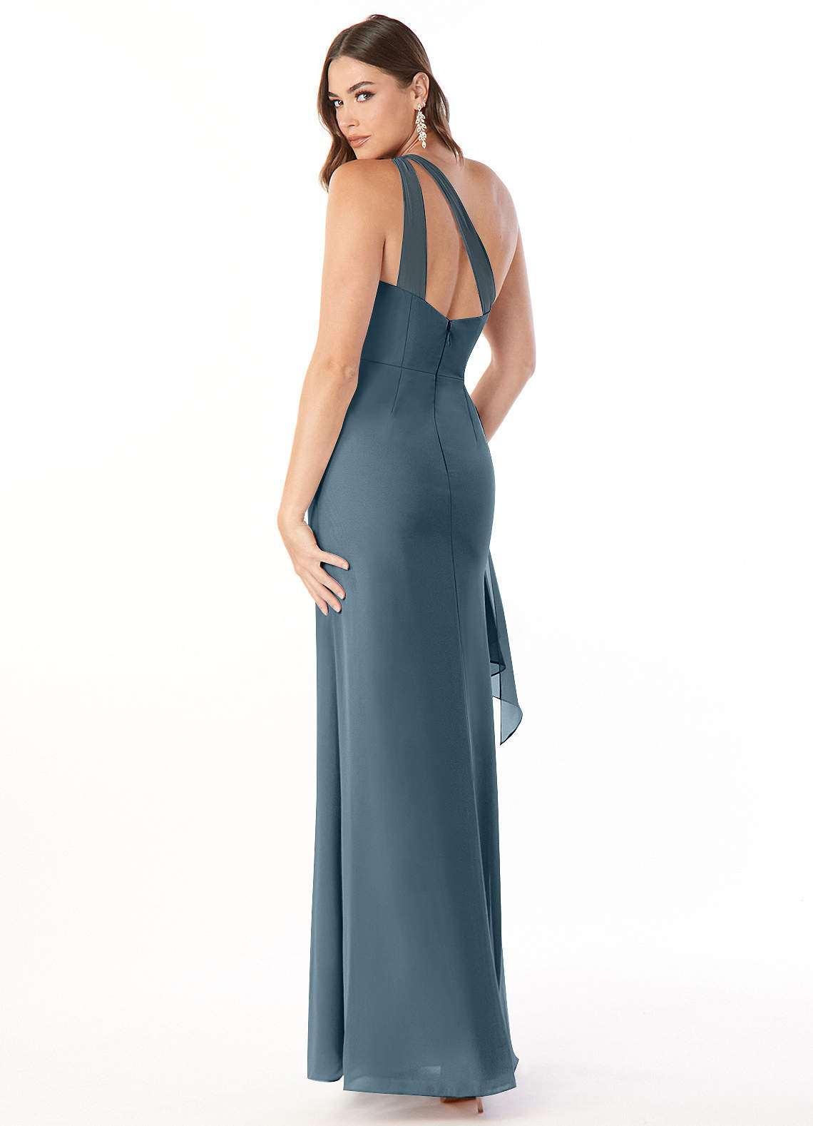 Maive Sheath One-Shoulder Chiffon Bridesmaid Dress in Twilight
