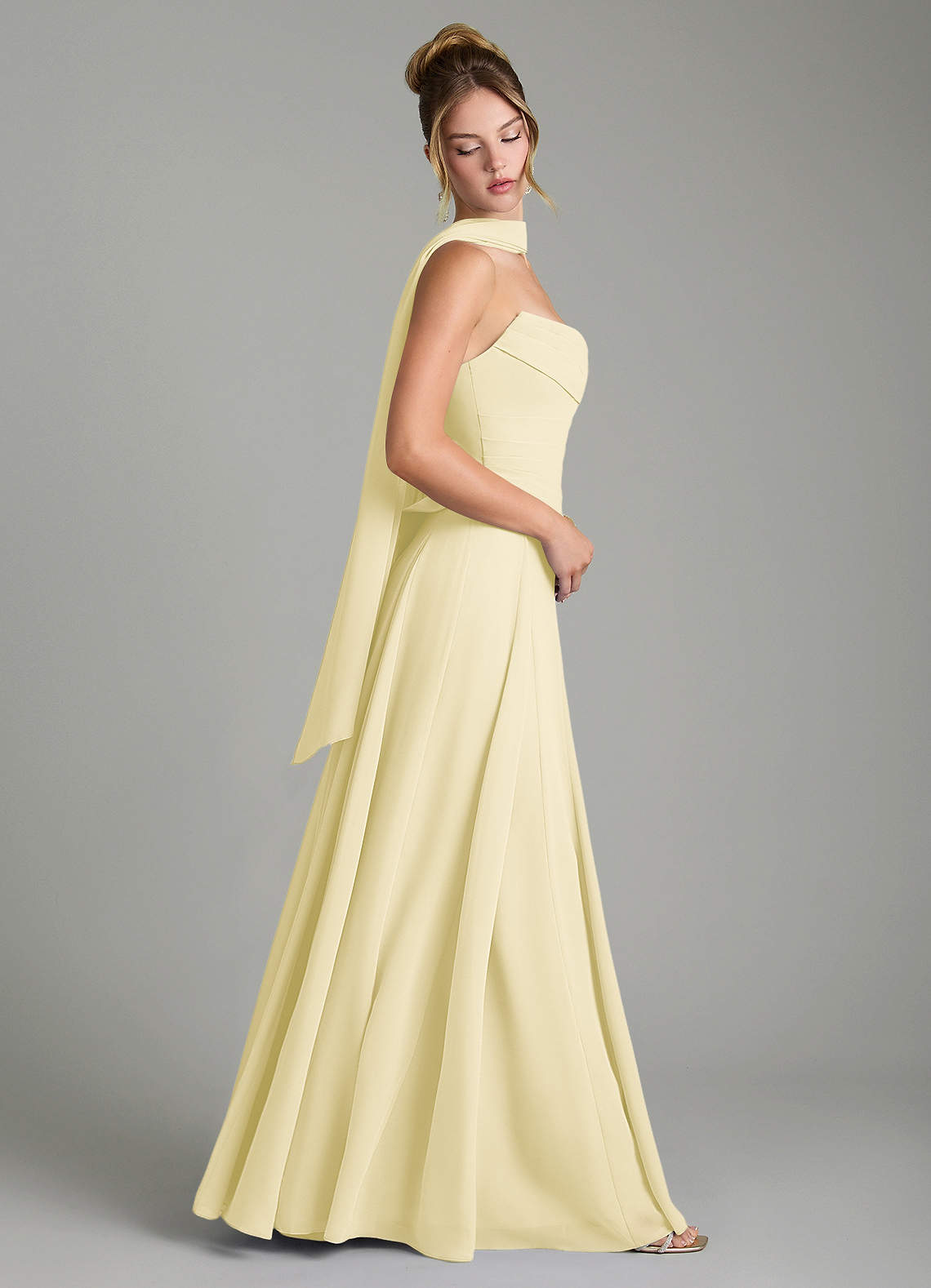 Gabriela A-Line Cowl-Neck Chiffon Bridesmaid Dress in Lemon Sorbet