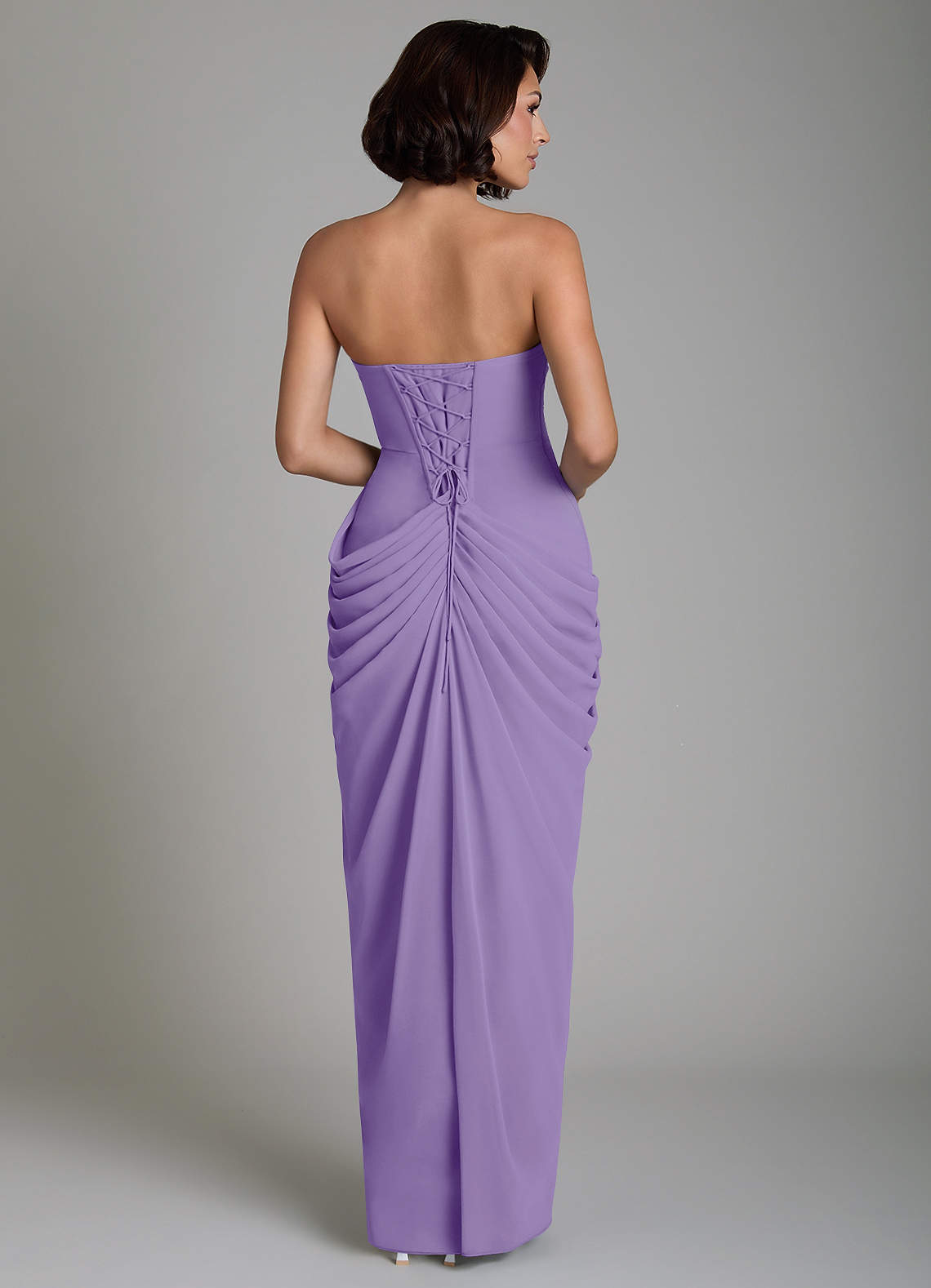 Nyra Sheath Strapless Chiffon Bridesmaid Dress in Tahiti