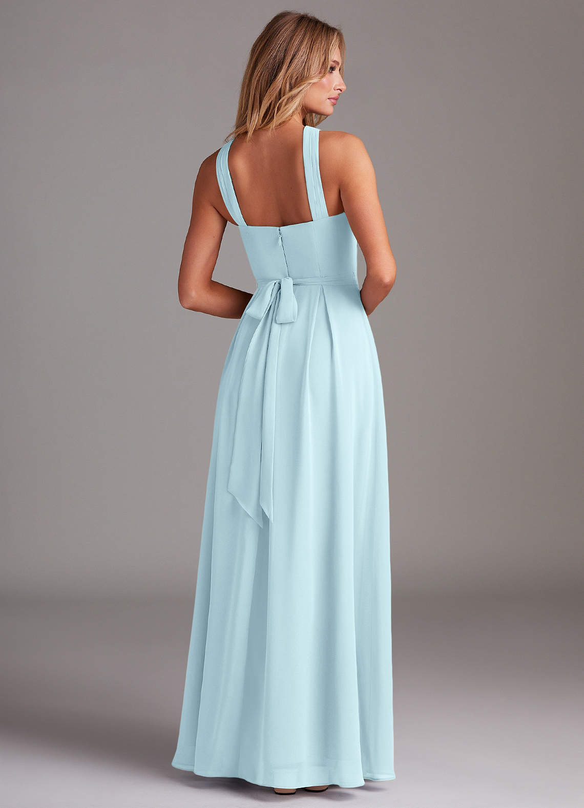 Dixie A-Line Halter Chiffon Bridesmaid Dress in Cloud Blue