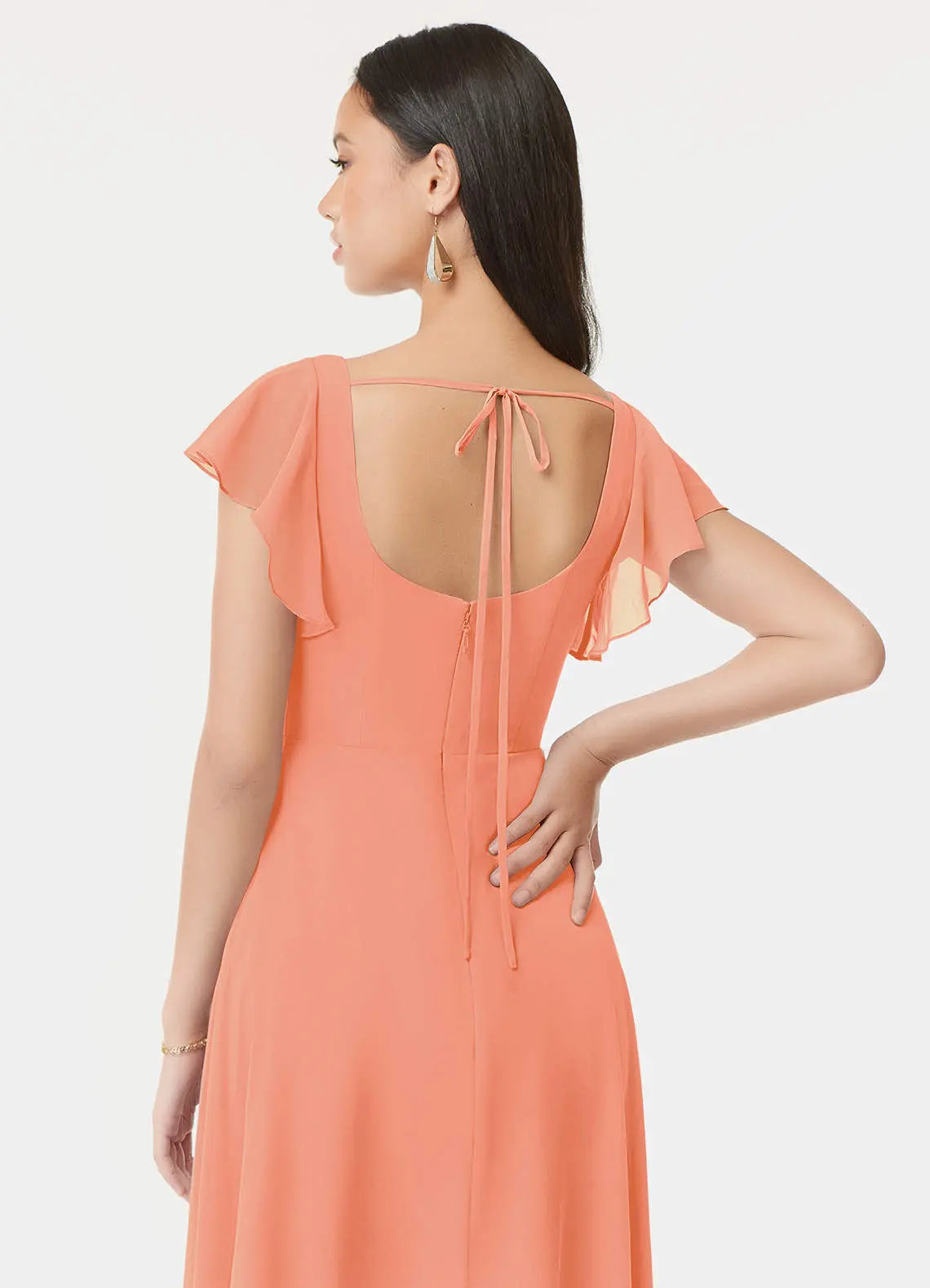 Bondi A-Line Square-Neck Chiffon Bridesmaid Dress in Sunset