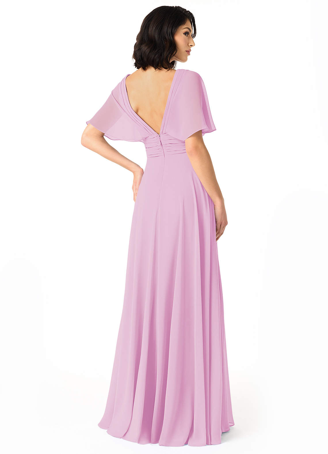 Pamela A-Line V-Neck Chiffon Bridesmaid Dress in candy pink