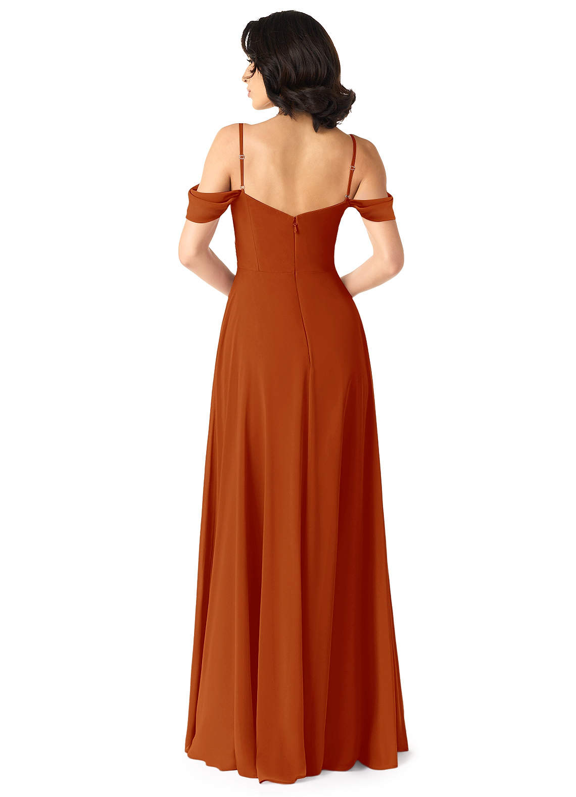 Tancie A-Line Off-the-Shoulder Chiffon Bridesmaid Dress in Paprika