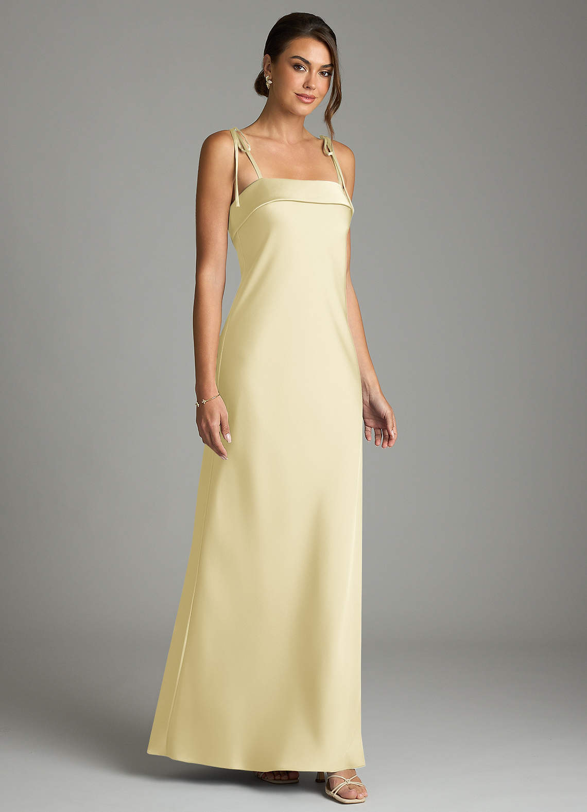 Ellia Sheath Straight-Neck Stretch Satin Bridesmaid Dress in Lemon Sorbet