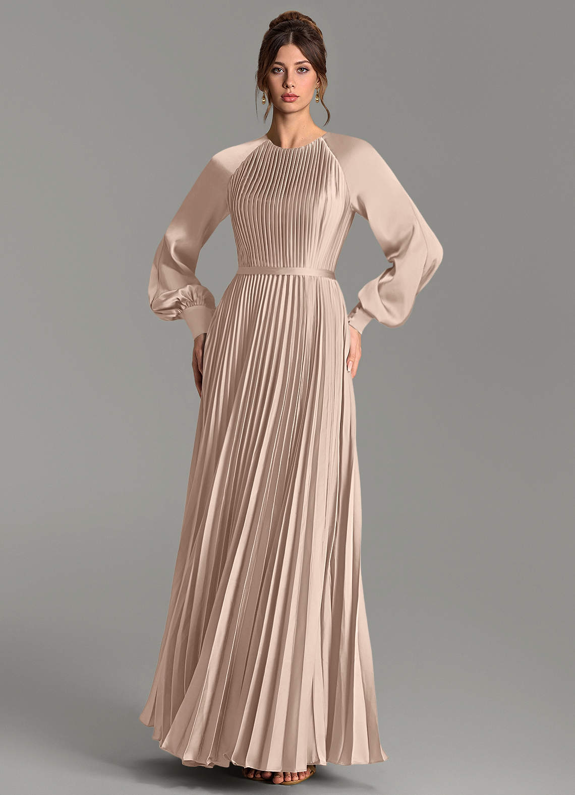 Grayson A-Line Scoop-Neck Stretch Satin Bridesmaid Dress in English Rose