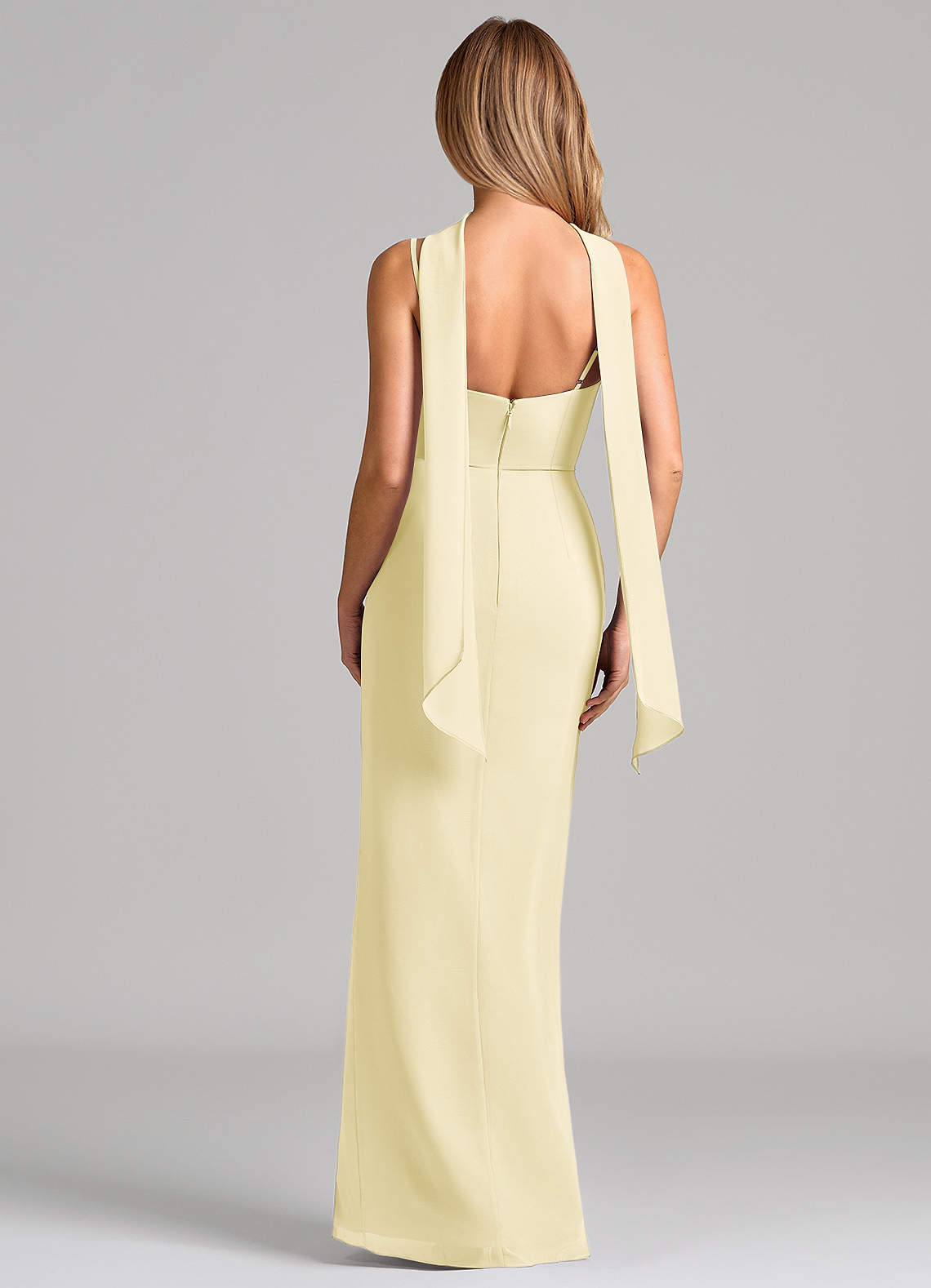 Calandra Sheath Scoop-Neck Chiffon Bridesmaid Dress in Lemon Sorbet