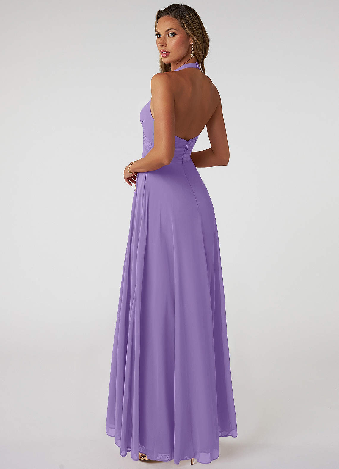 Tessie A-Line V-Neck Chiffon Bridesmaid Dress in Tahiti