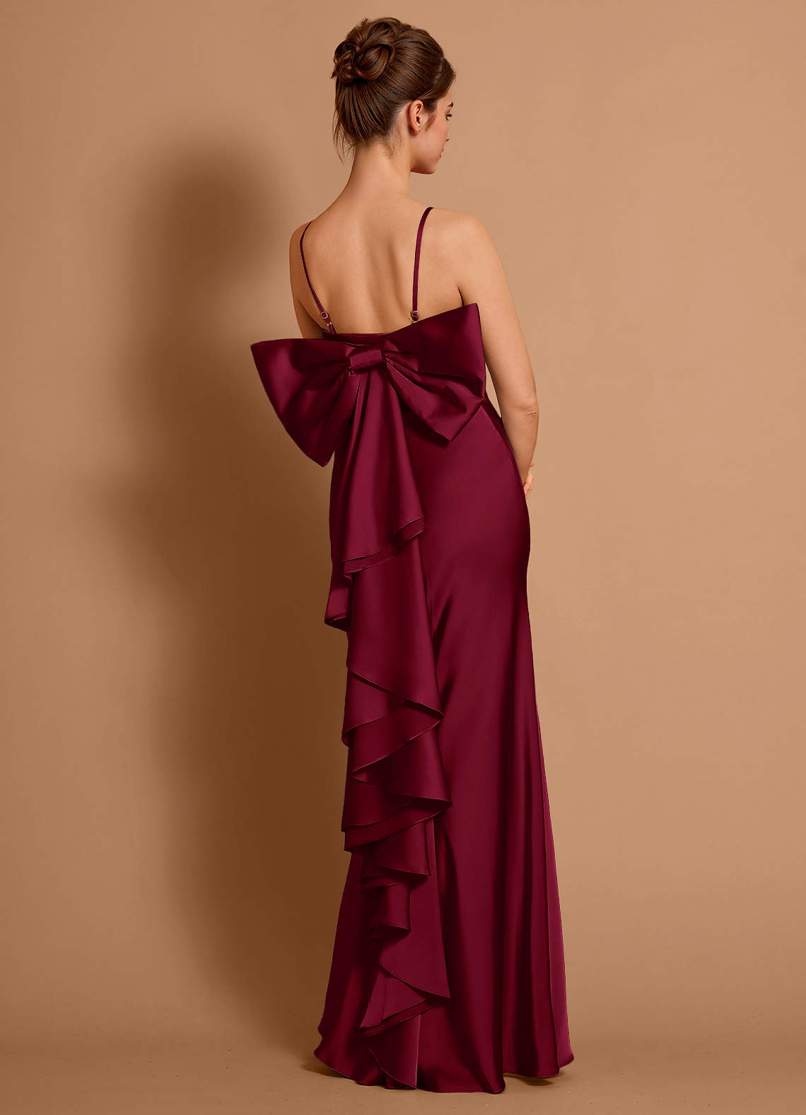 Aveline Mermaid Strapless Stretch Satin Evening Dress in Merlot
