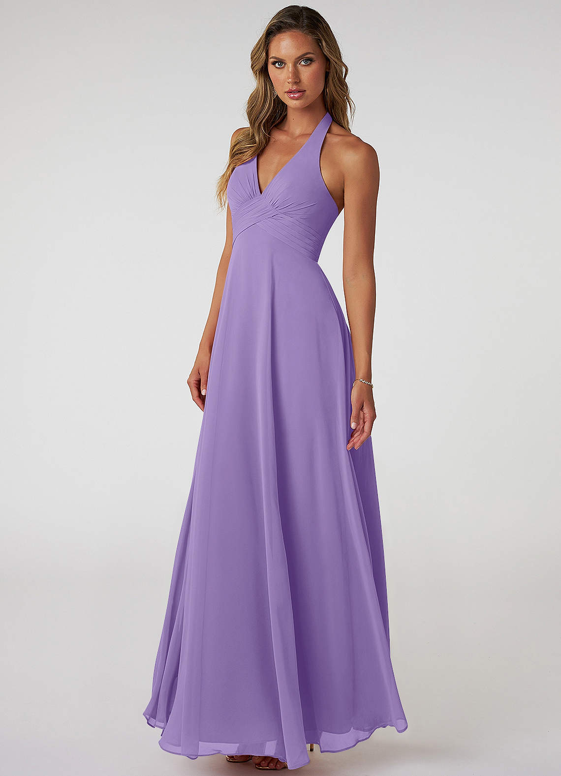 Tessie A-Line V-Neck Chiffon Bridesmaid Dress in Tahiti