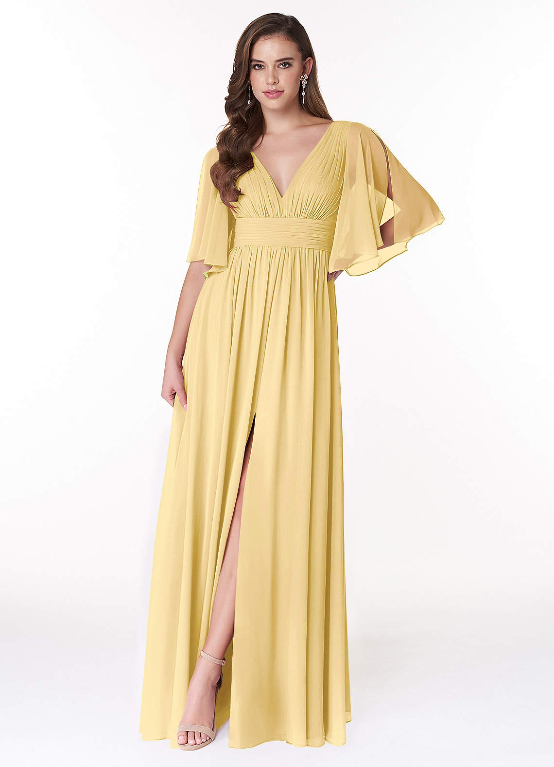 Temeka A-Line V-Neck Chiffon Bridesmaid Dress in Butter