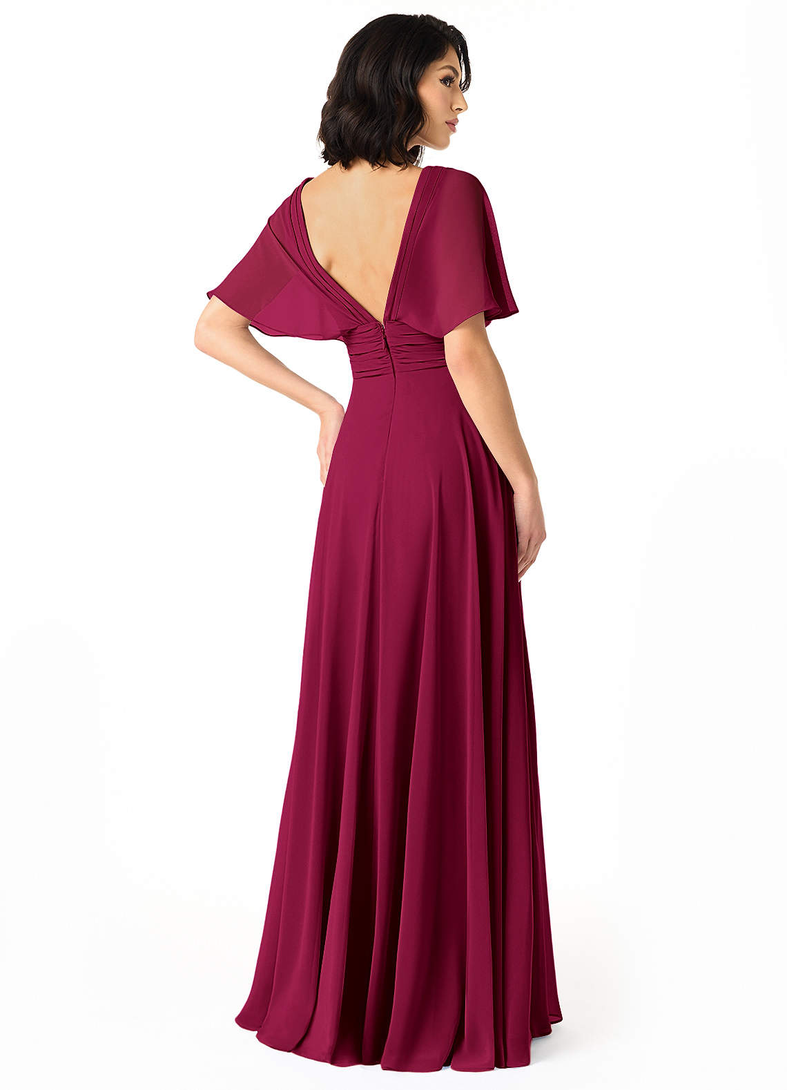 Pamela A-Line V-Neck Chiffon Bridesmaid Dress in Burgundy