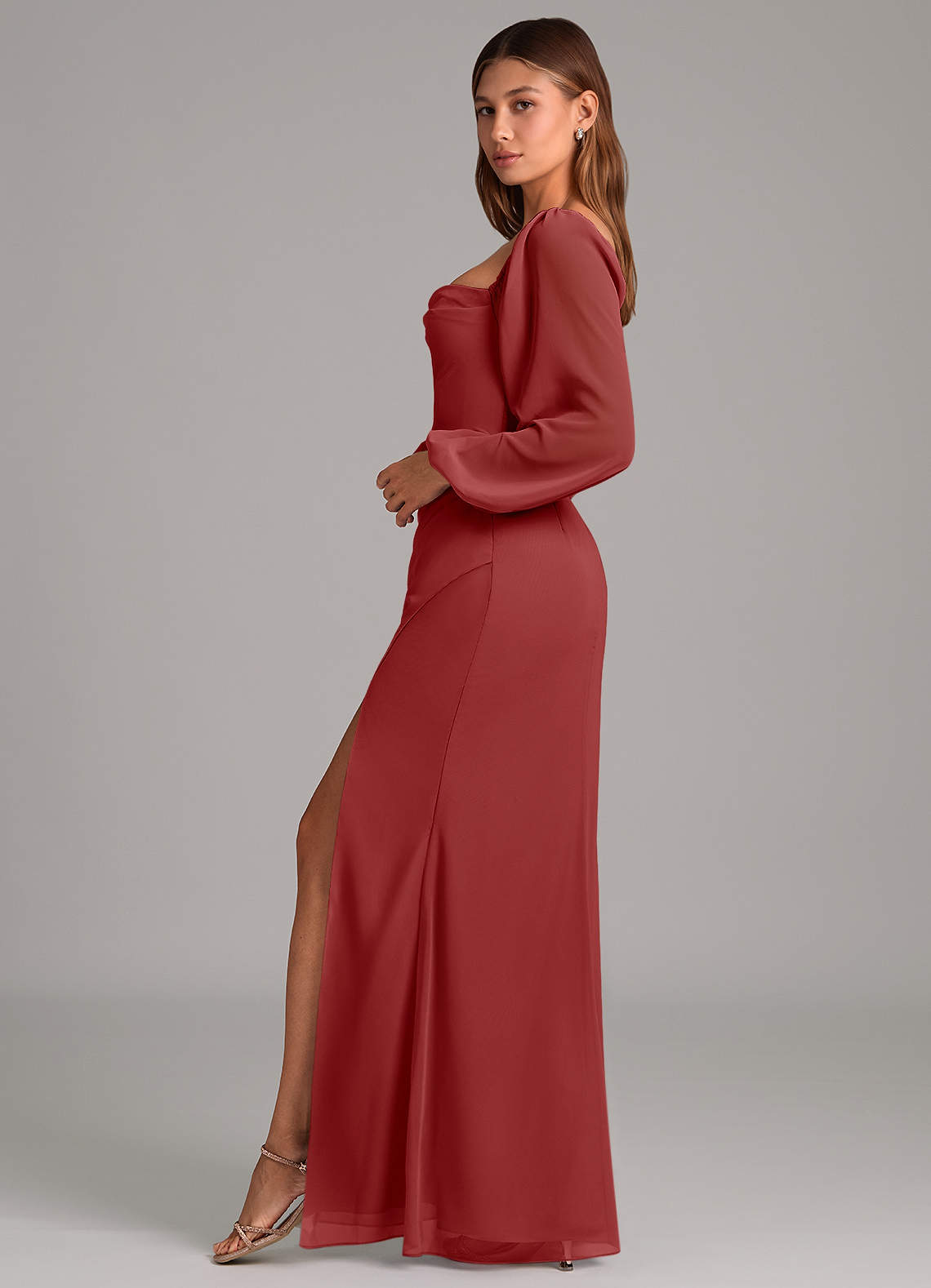Brixley Mermaid Sweetheart Chiffon Bridesmaid Dress in Rust