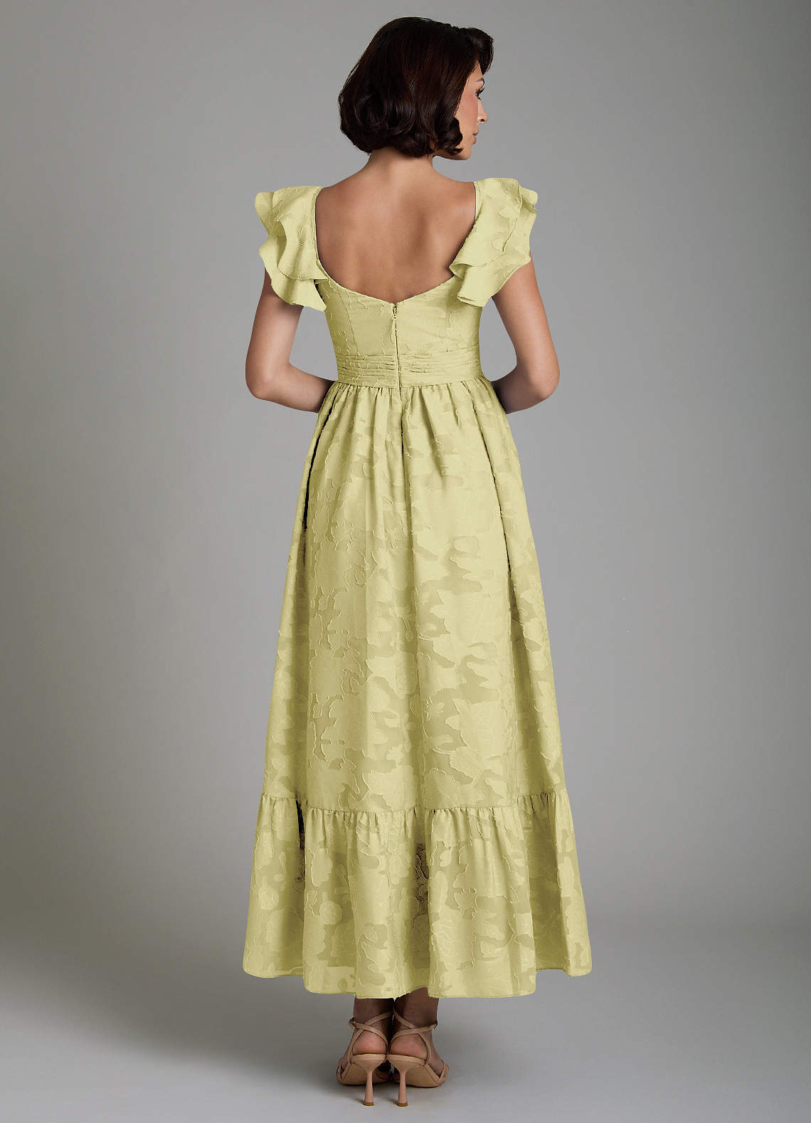 Anaya A-Line V-Neck Floral Burnout Bridesmaid Dress in Lemon Sorbet