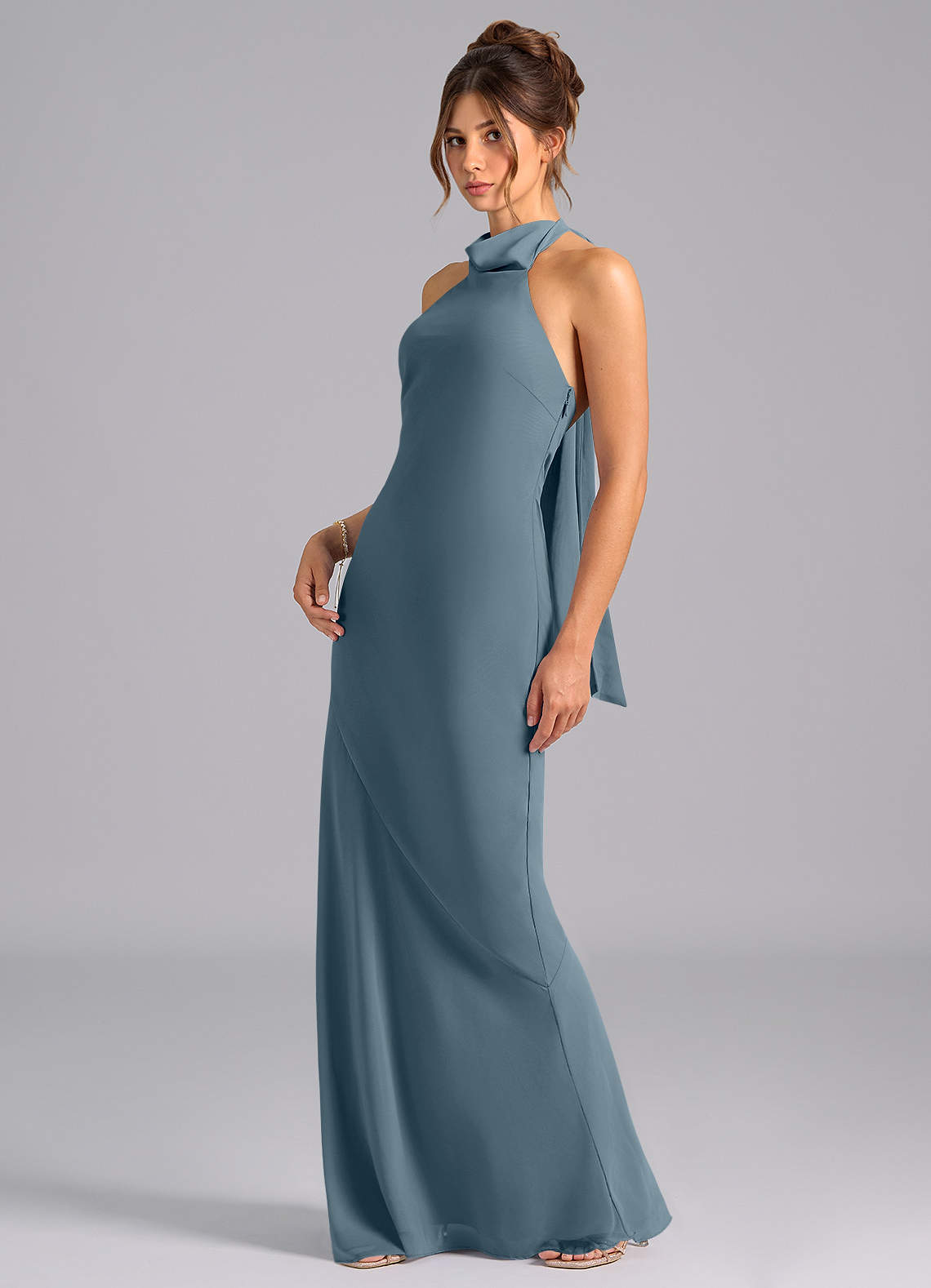 Velli Mermaid Halter Chiffon Bridesmaid Dress in Twilight