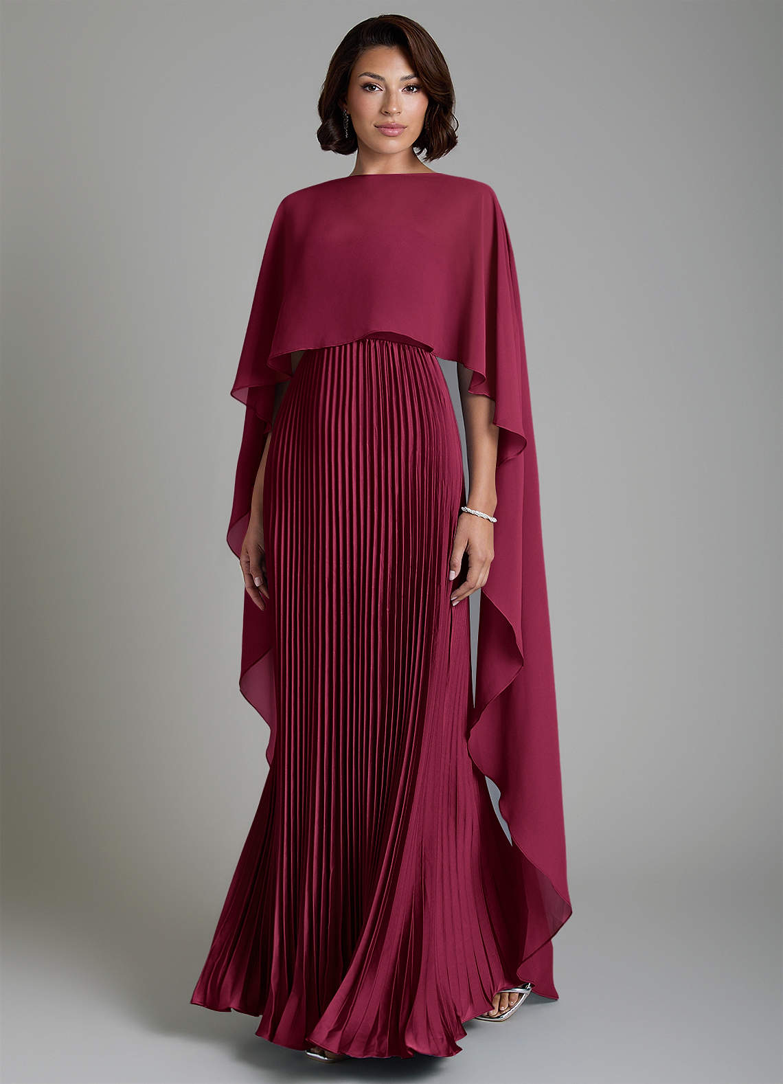 Micah A-Line Sweetheart Stretch Satin and Chiffon Bridesmaid Dress in Burgundy