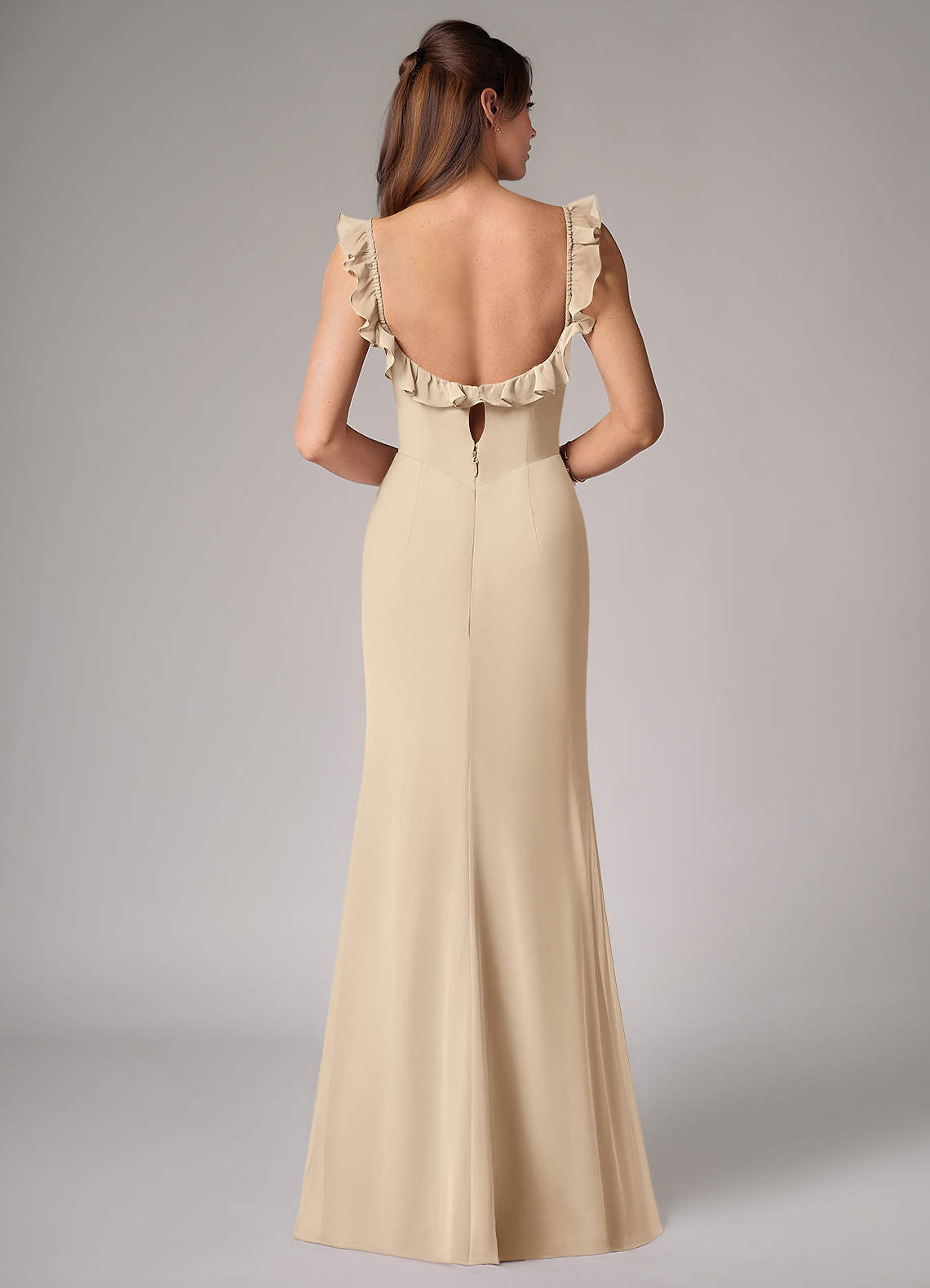 Callie Mermaid Scoop-Neck Chiffon Bridesmaid Dress in Champagne