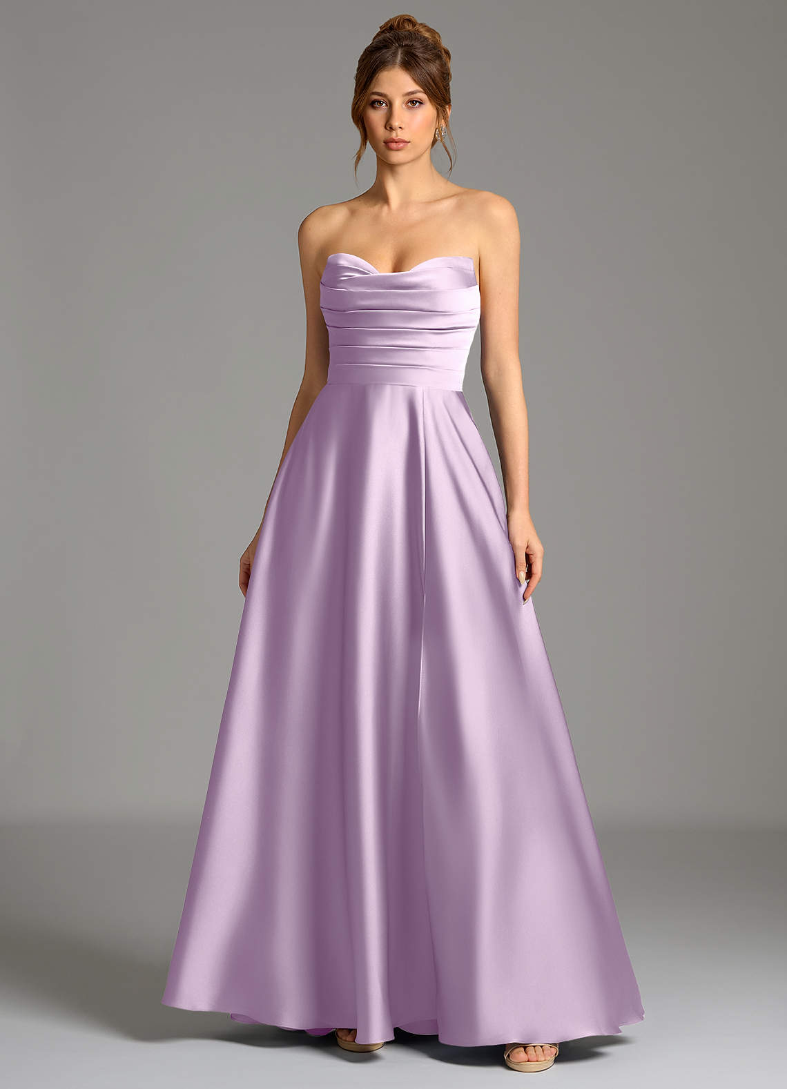 Ayla A-Line Sweetheart Stretch Satin Bridesmaid Dress in Frosted Lilac