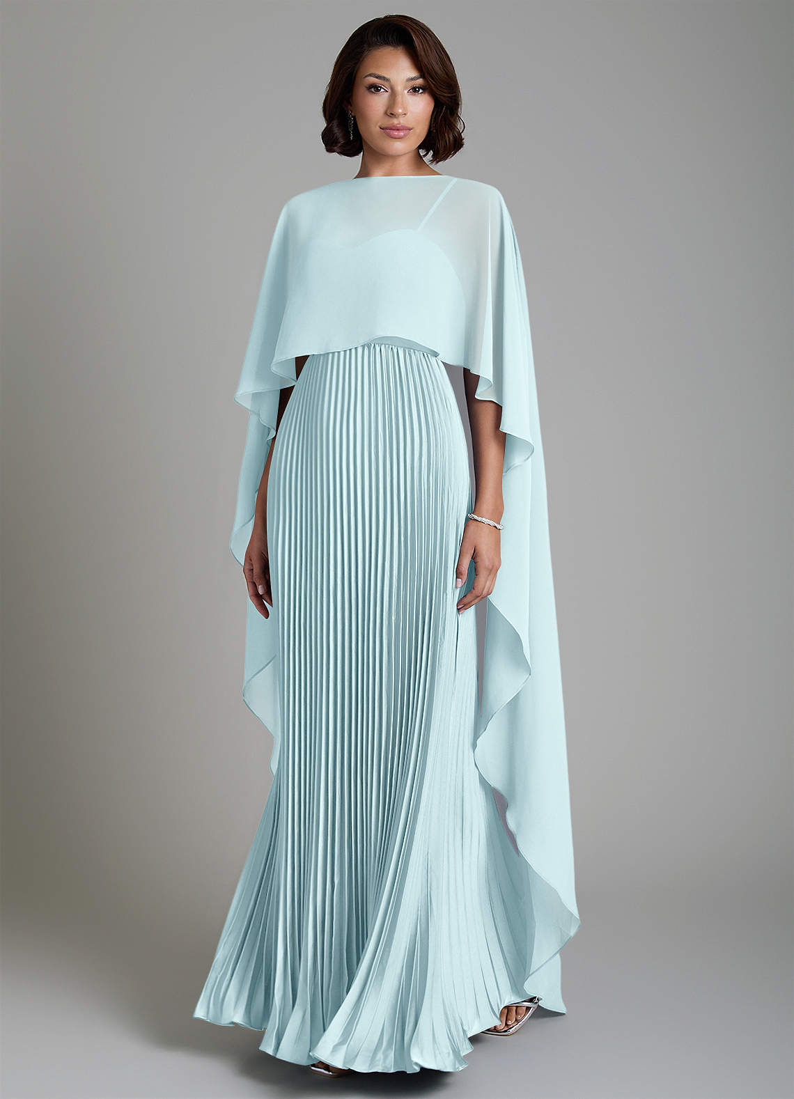 Micah A-Line Sweetheart Stretch Satin and Chiffon Bridesmaid Dress in Cloud Blue