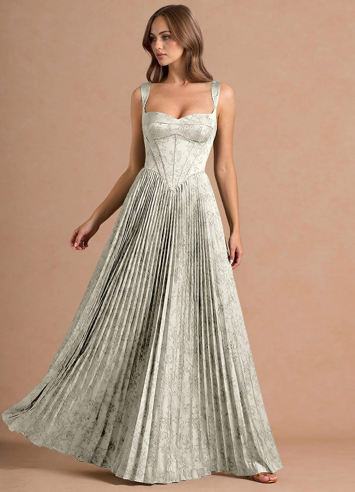 Isonelle A-Line Sweetheart Jacquard Wedding Guest Dress in Cream