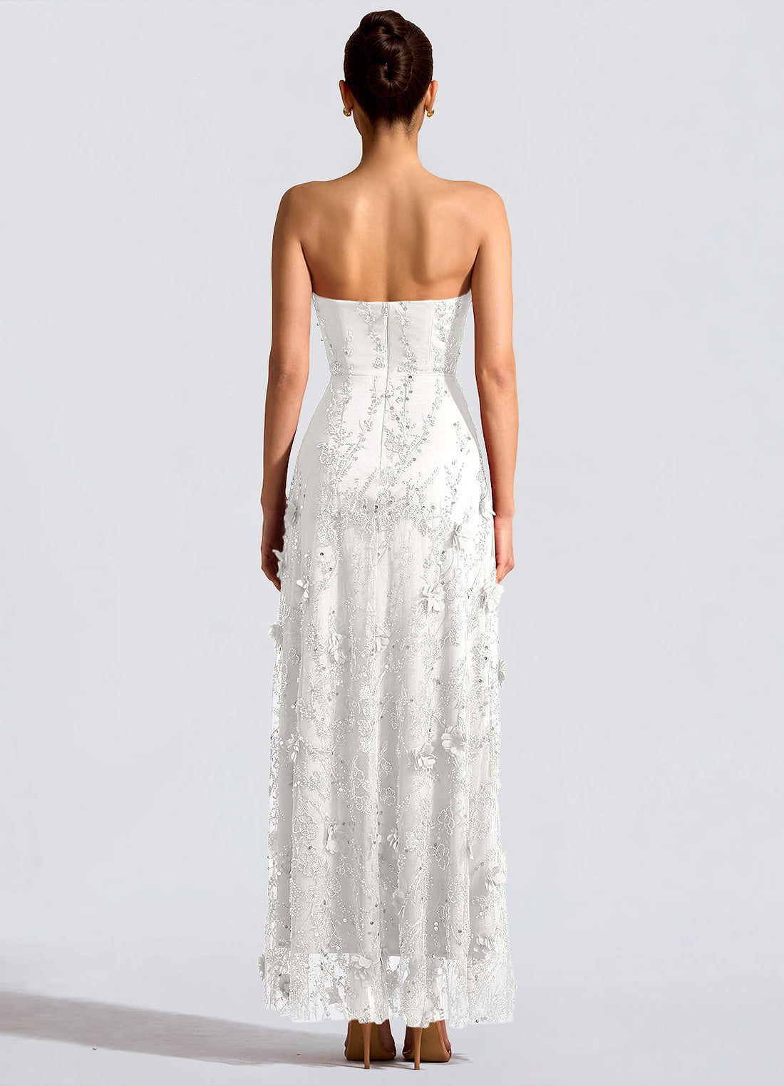 Fairuza A-Line Straight-Neck Tulle Wedding Guest Dress in White